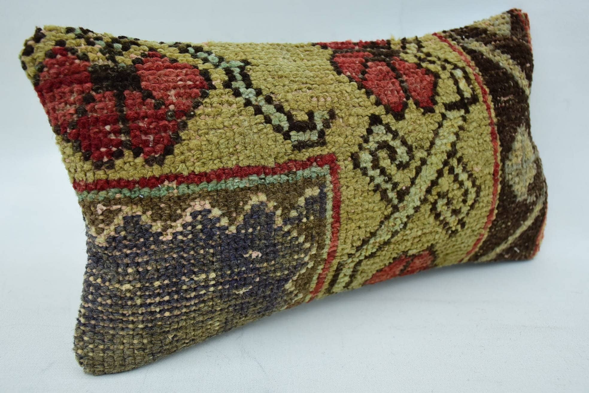 8"x16" Brown Cushion, Vintage Kilim Pillow, Southwestern Pillow Case, Kilim Pillow, Turkish Pillow, Vintage Throw Pillow Cover