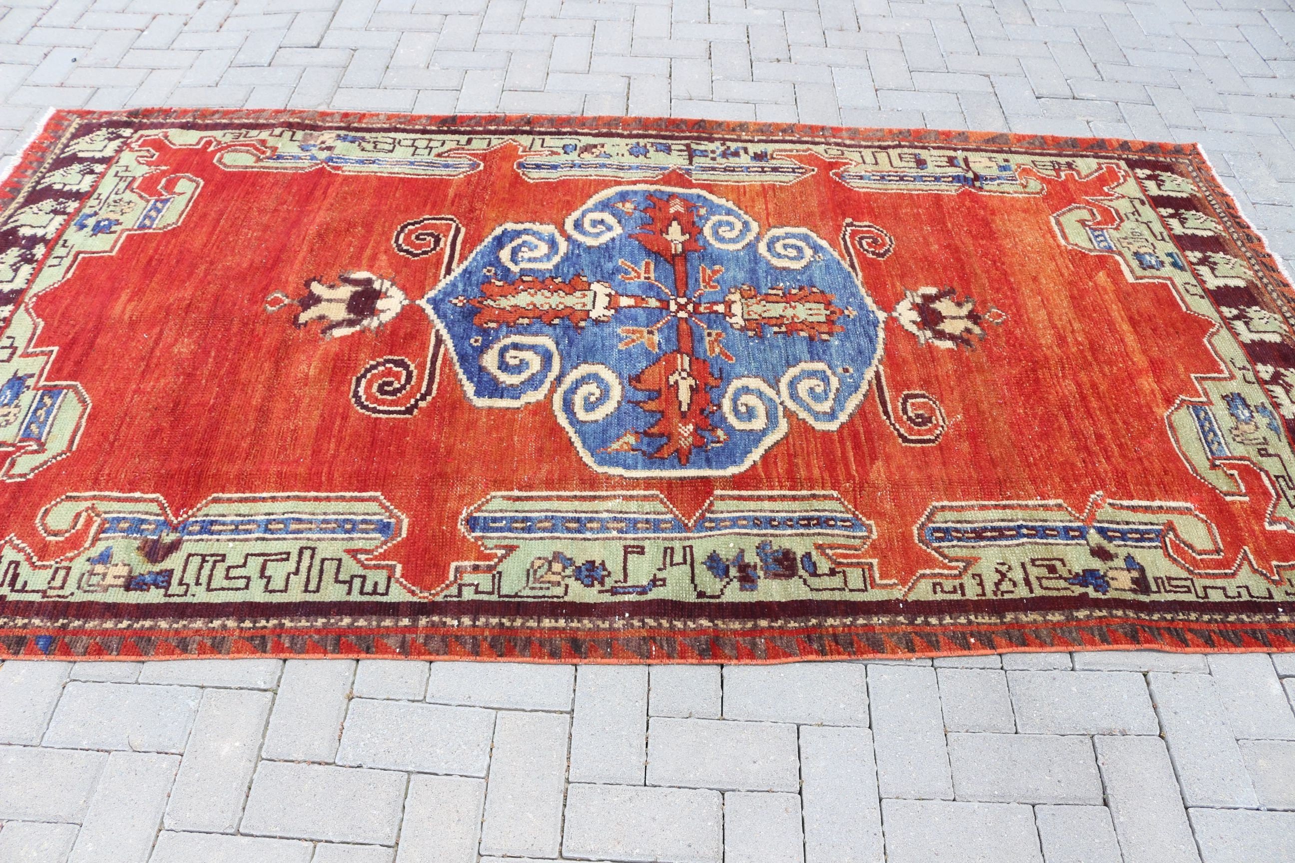 Dining Room Rug, 4.4x8.9 ft Area Rugs, Kitchen Rugs, Turkish Rug, Nursery Rug, Ethnic Rug, Vintage Rug, Red Anatolian Rugs