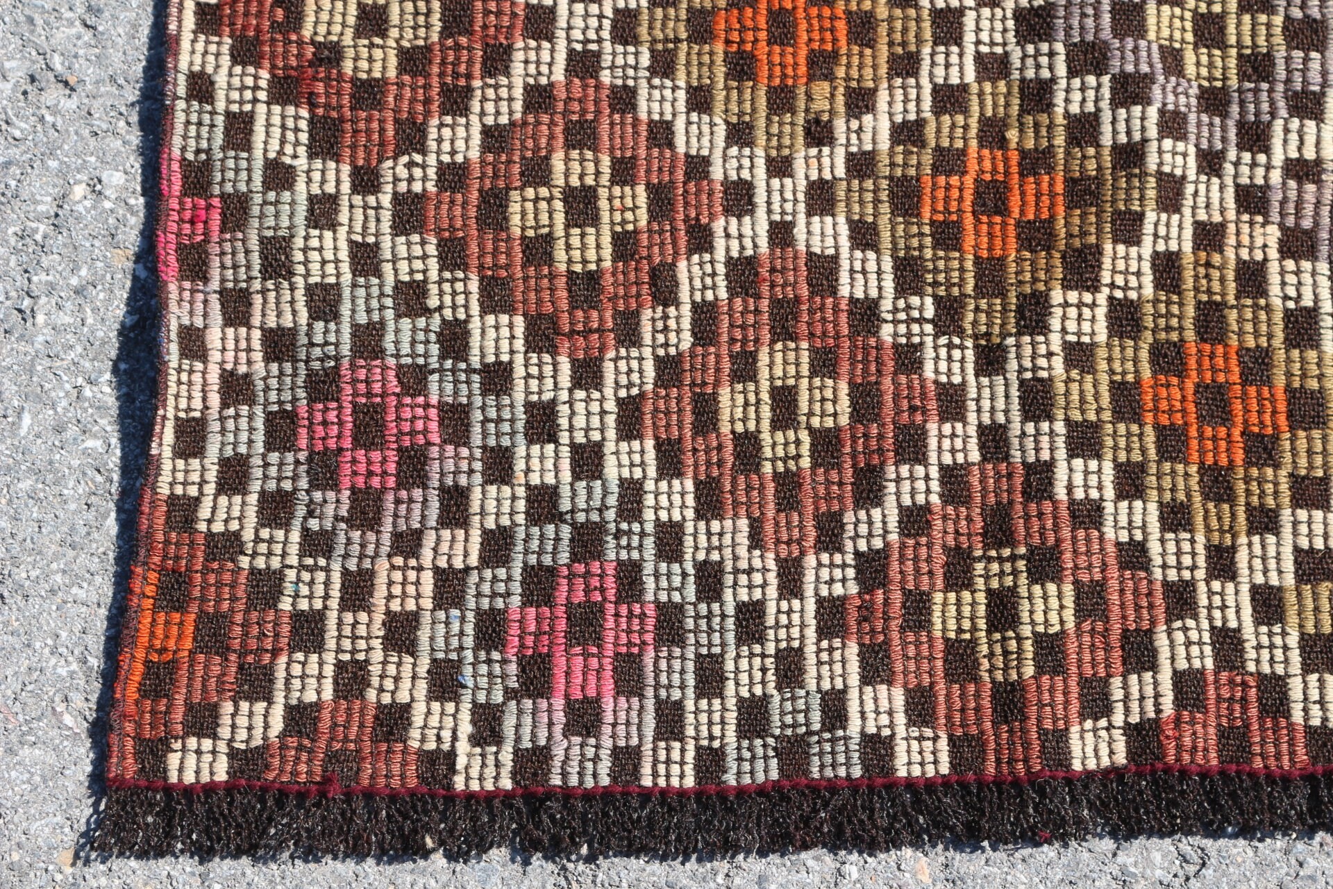 Nostaljik Kilim, Banyo Kilim, Mutfak Kilim, Kahverengi Serin Kilim, Uşak Kilim, 83x112 cm Küçük Kilim, Yatak odası Kilim, Duvar Kilim