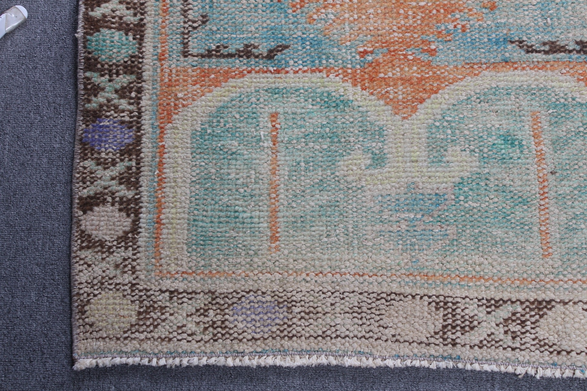 Türk Halısı, Vintage Halı, 2.4x5.1 ft Küçük Halı, Turuncu Yün Halılar, Antika Halılar, Banyo Halısı, Banyo Halısı, Yün Halı, Kapı Paspası Halıları