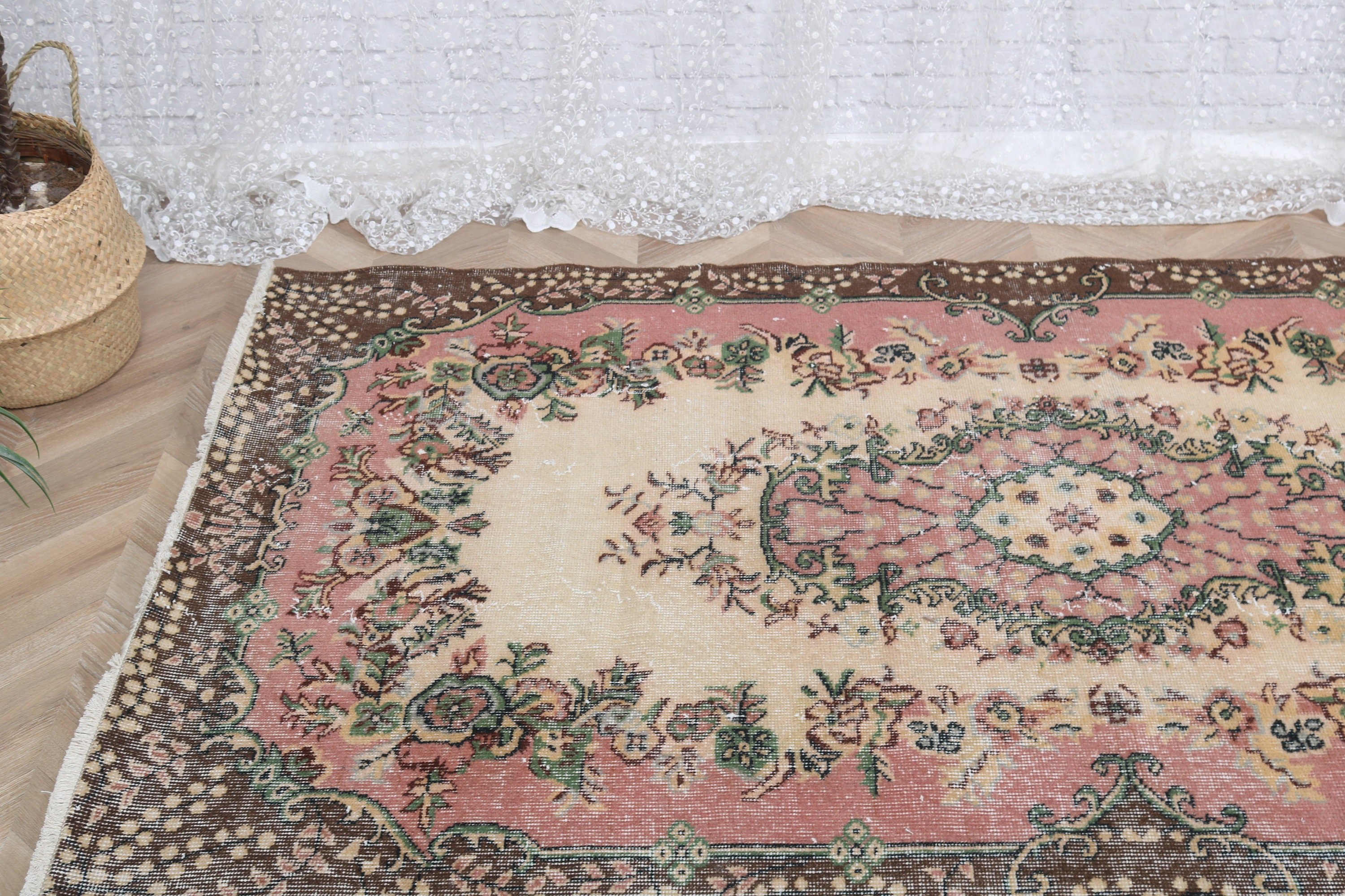 Boho Bölge Halıları, Yer Halıları, Yeşil 4x6,6 ft Alan Halıları, Türk Halısı, Antika Halı, İç Mekan Halıları, Vintage Halı, Açıklama Halısı