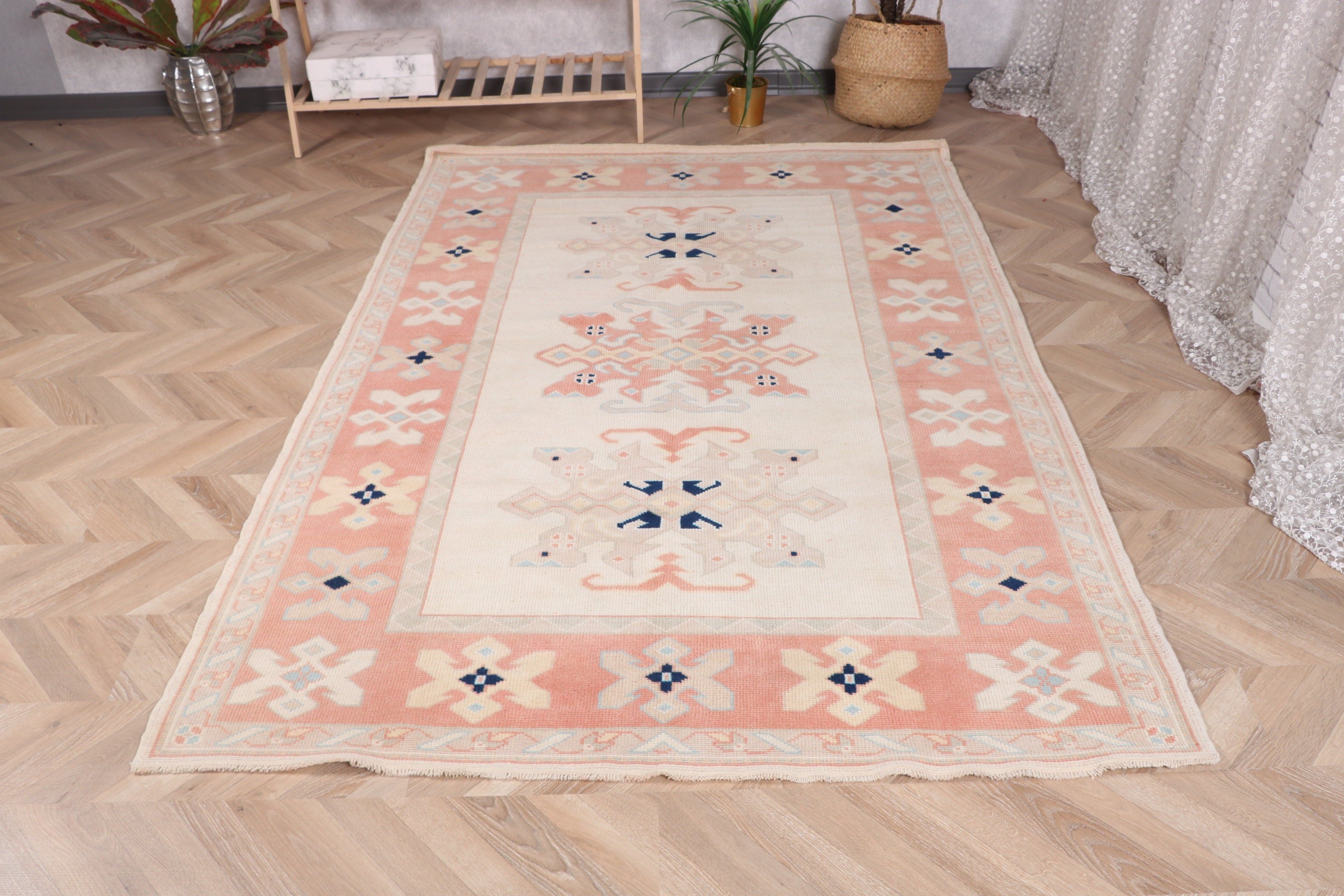 4.9x7.4 ft Area Rug, Vintage Rugs, Boho Area Rugs, Kitchen Rug, Beige Home Decor Rugs, Ethnic Rugs, Turkish Rugs, Modern Rugs