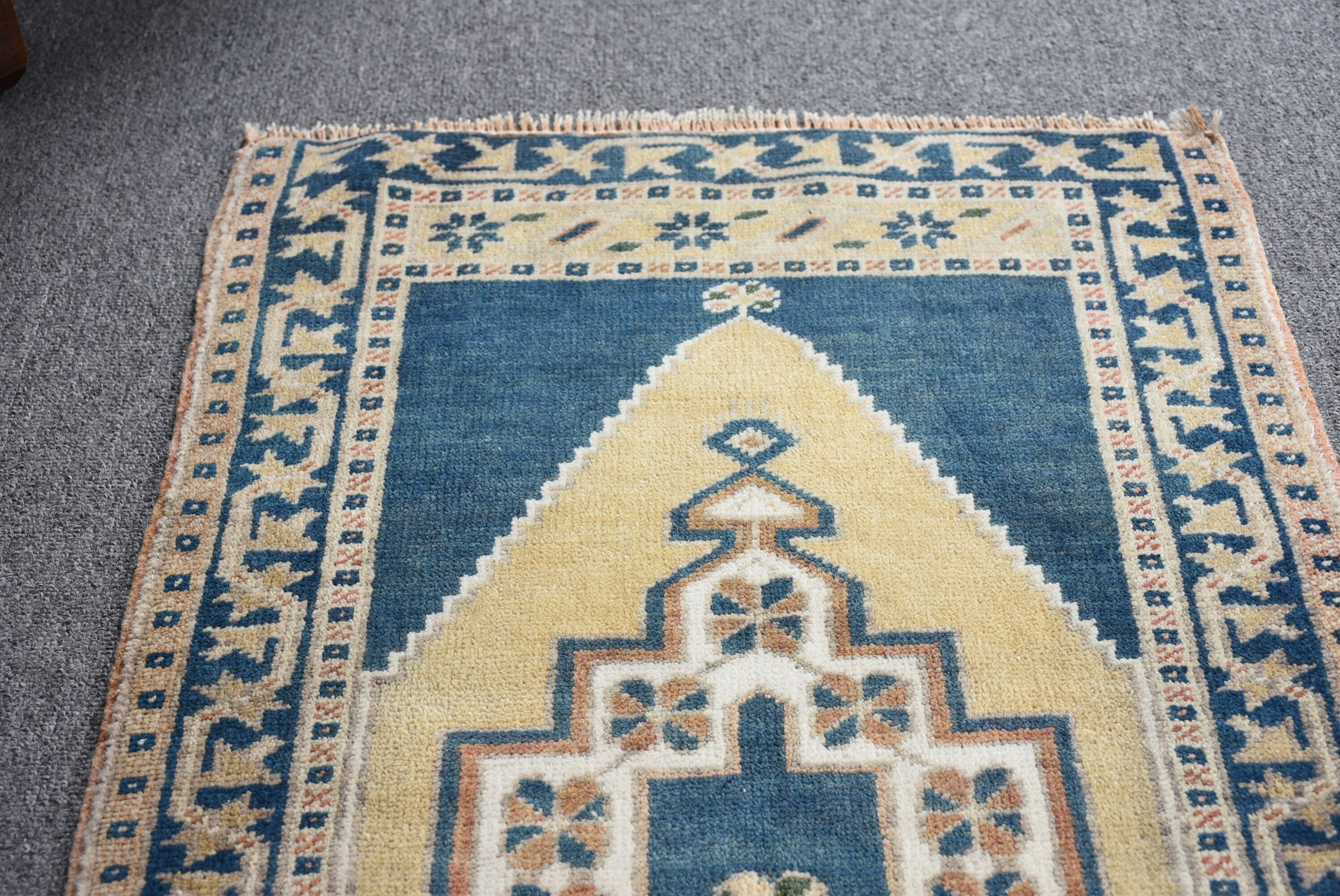 1.6x3 ft Small Rugs, Turkish Rug, Vintage Rug, Bathroom Rug, Rugs for Bath, Bedroom Rugs, Moroccan Rugs, Kitchen Rug, Blue Moroccan Rugs