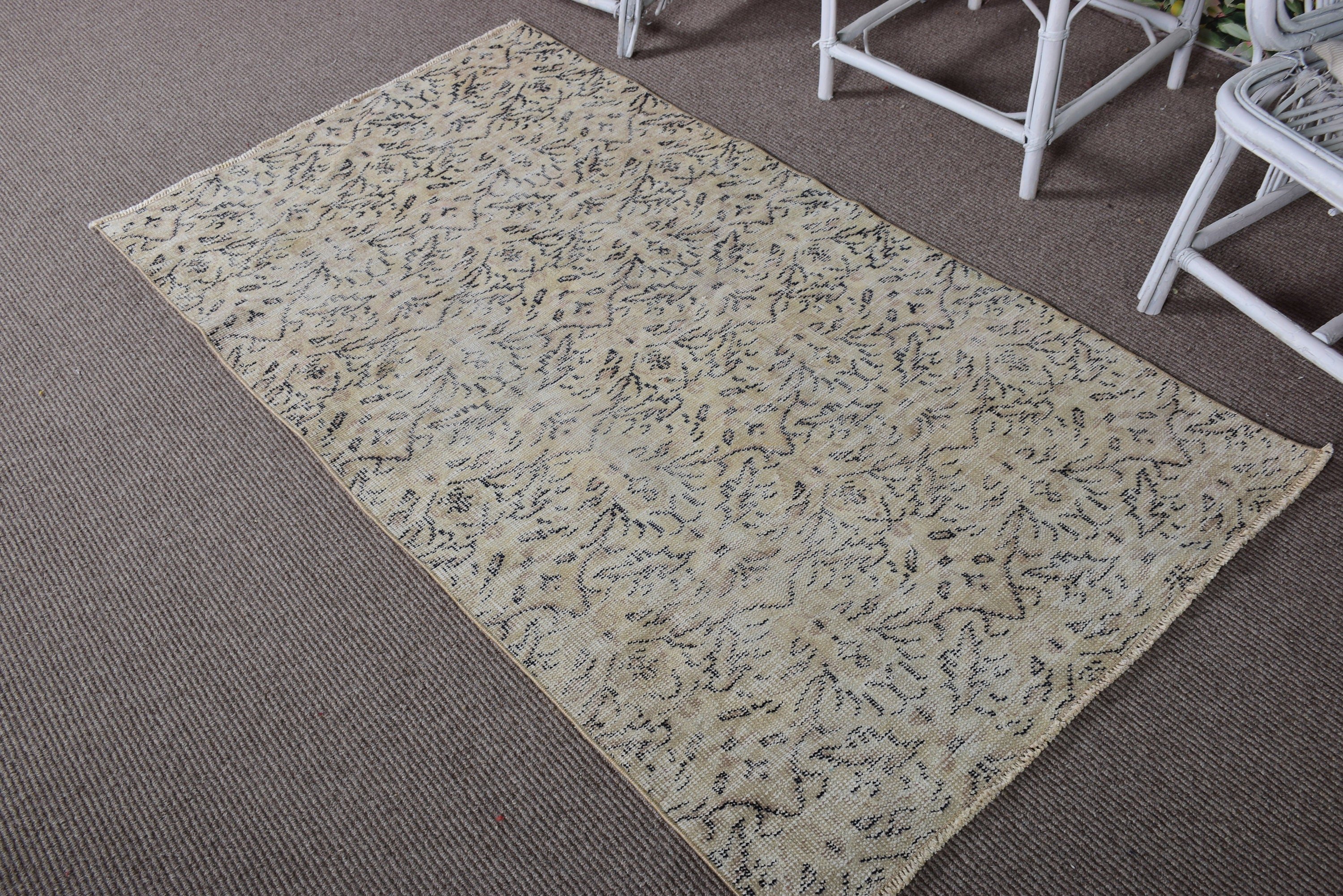 Vintage Rugs, Bedroom Rug, Beige Home Decor Rug, Neutral Rugs, 3.2x5.9 ft Accent Rug, Geometric Rugs, Boho Accent Rug, Turkish Rug