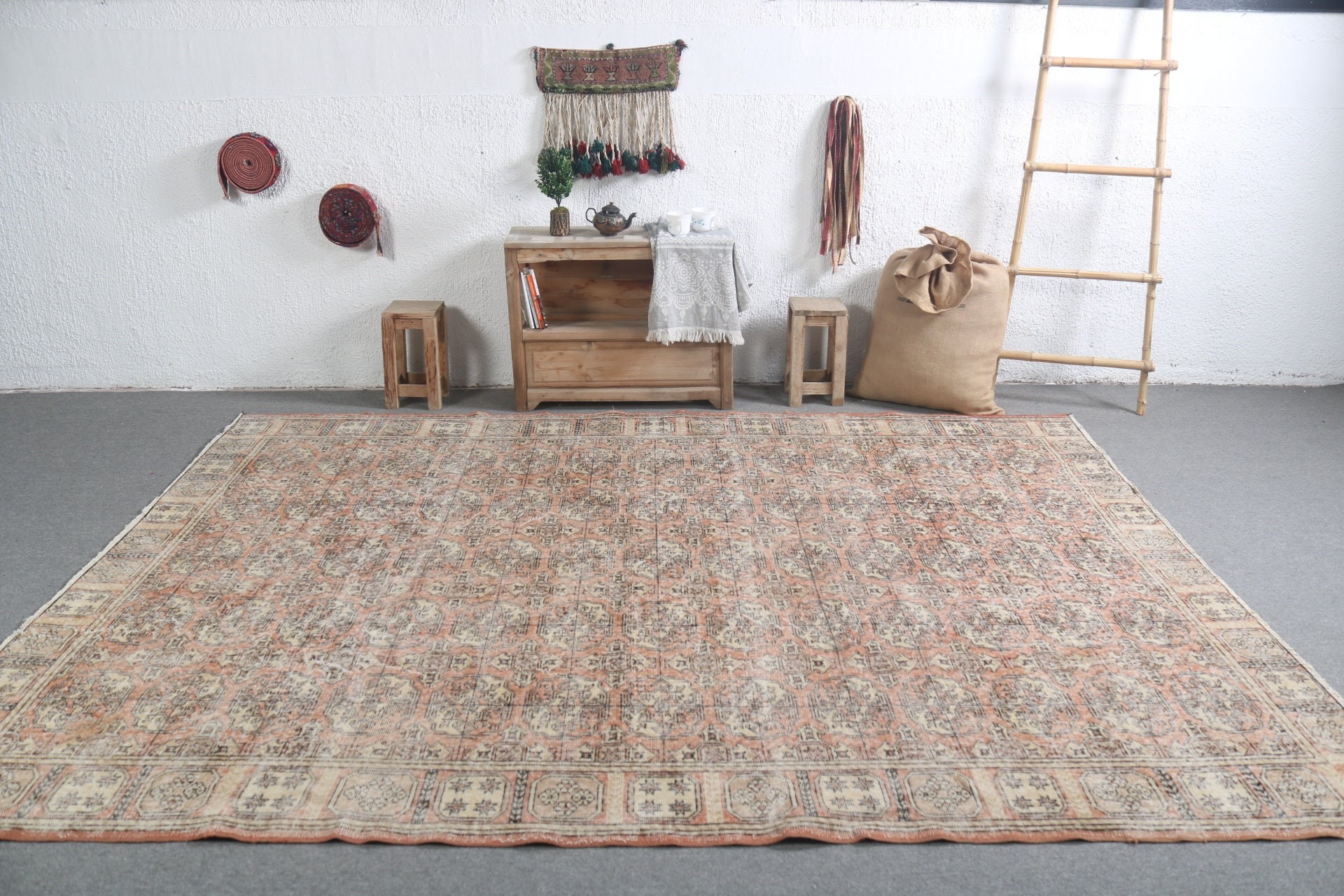 Living Room Rug, Vintage Rug, Retro Rugs, Colorful Rug, 7.3x9.9 ft Oversize Rug, Cool Rugs, Turkish Rug, Saloon Rug, Rugs for Dining Room