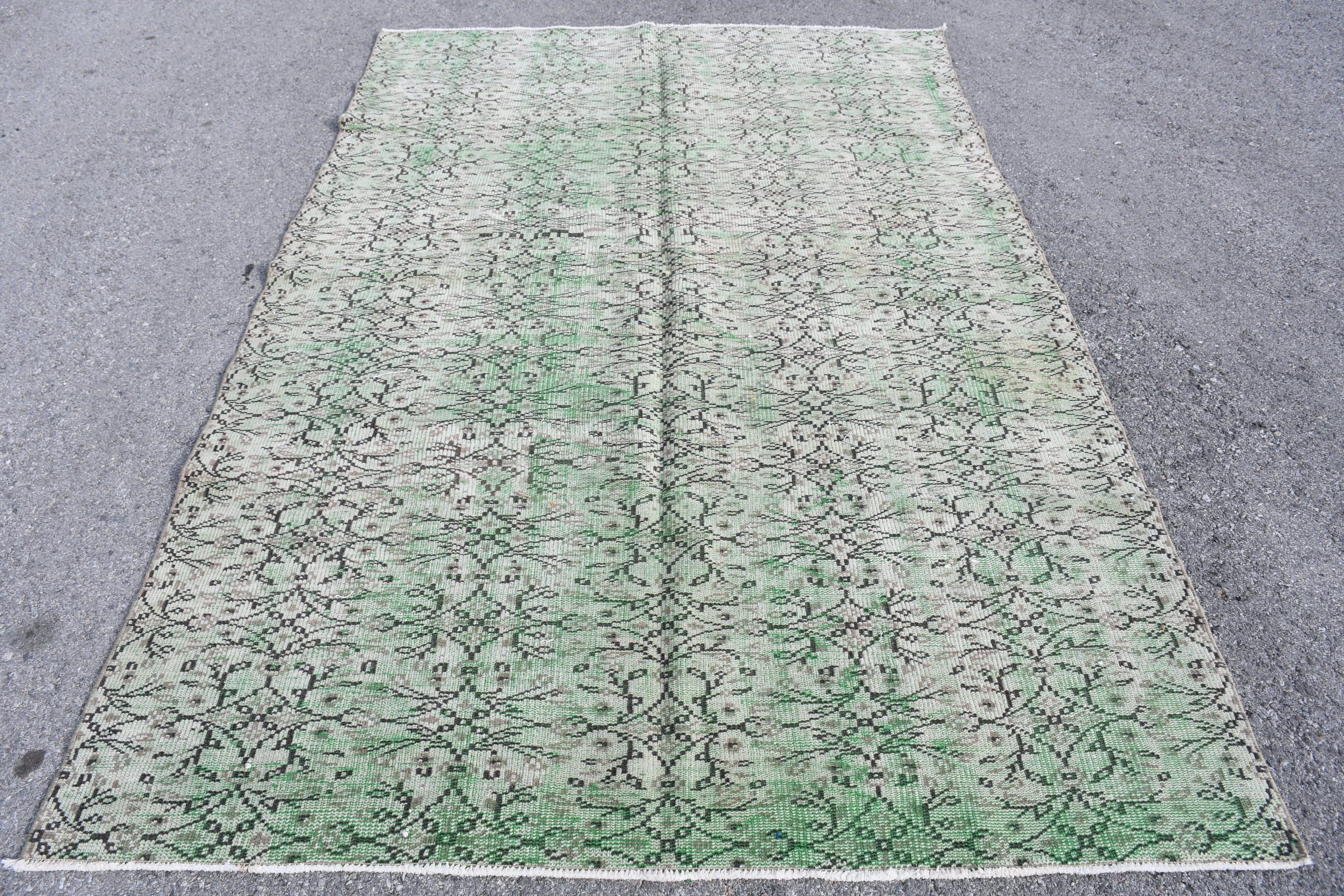 Green Kitchen Rug, Floor Rugs, Dining Room Rugs, Vintage Rugs, Dorm Rug, Bedroom Rug, Home Decor Rug, Turkish Rugs, 5.6x8.9 ft Large Rug