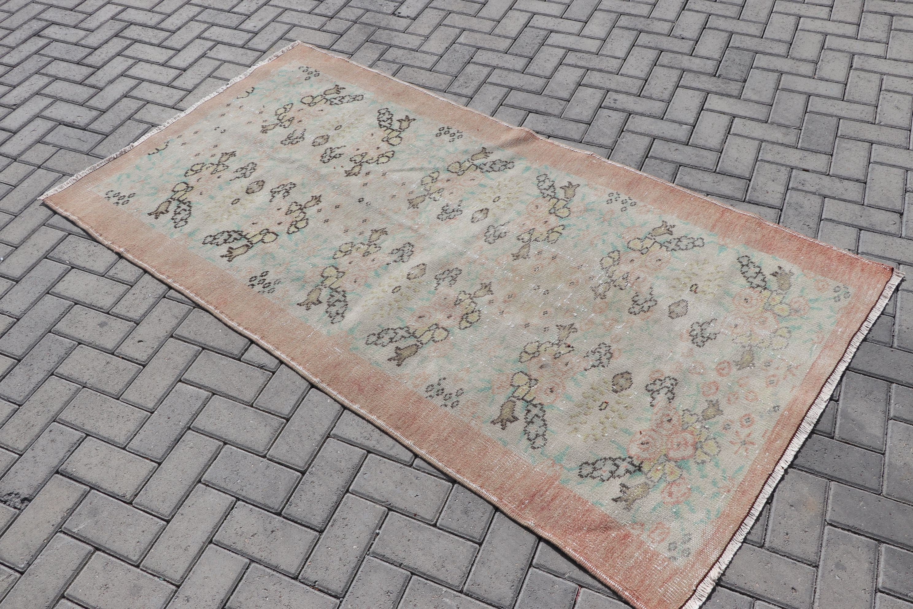 3.6x6.8 ft Area Rug, Wool Rug, Nursery Rugs, Rugs for Indoor, Bedroom Rugs, Vintage Rug, Beige Antique Rugs, Turkish Rug