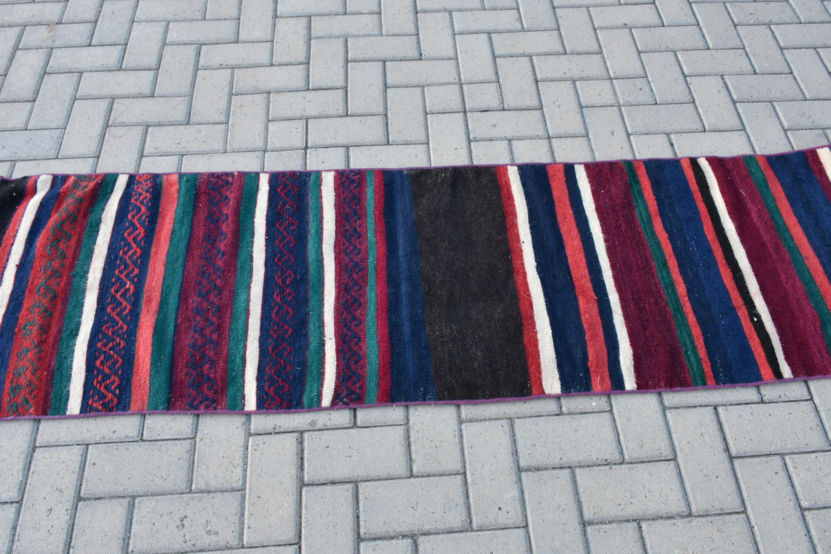 Oryantal Halı, Koridor Halıları, Kilim, Türk Halısı, 1.9x6.8 ft Runner Halısı, Mutfak Halısı, Vintage Halı, Yeşil Fas Halısı