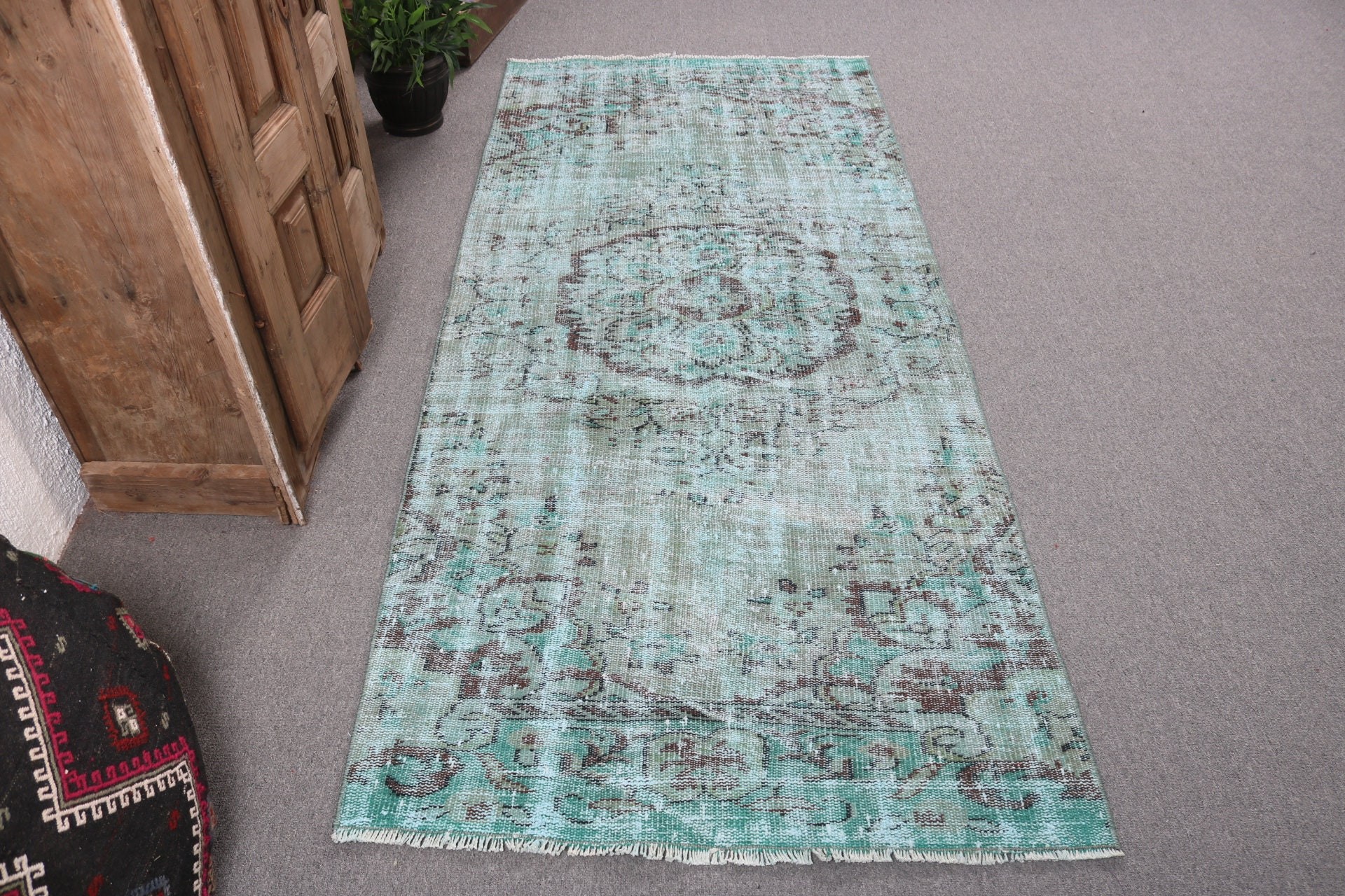 3.4x7.8 ft Area Rug, Aesthetic Rug, Modern Rugs, Green Neutral Rugs, Vintage Rugs, Turkish Rugs, Living Room Rug, Boho Area Rug, Boho Rugs