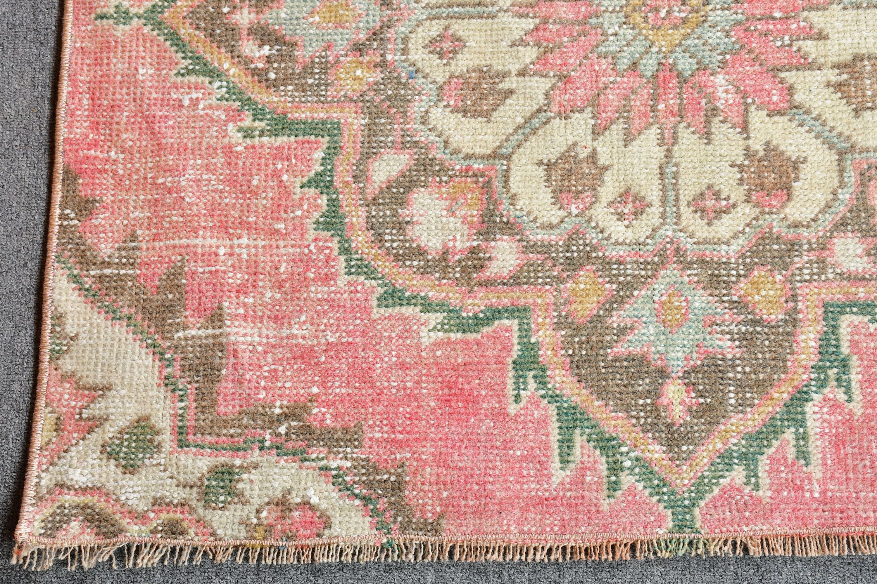 Antique Rug, Bedroom Rug, Vintage Rug, Car Mat Rug, Oushak Rug, Dorm Rug, 2.6x2.7 ft Small Rugs, Turkish Rug, Pink Home Decor Rug, Art Rug