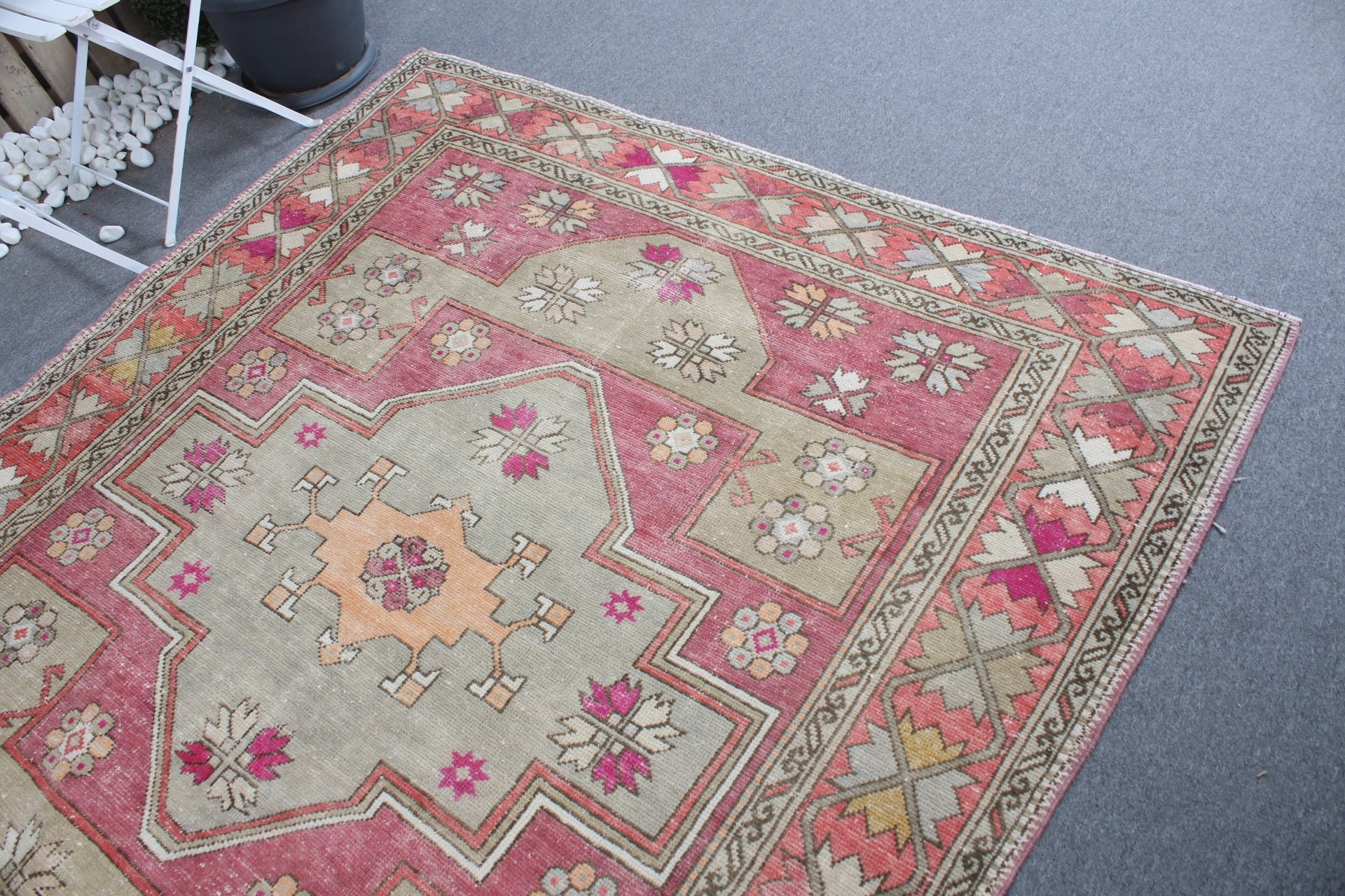 Red Wool Rugs, Dining Room Rugs, Oushak Rugs, Turkish Rug, 5.9x7.5 ft Large Rugs, Handwoven Rugs, Vintage Rug, Cool Rugs, Living Room Rug