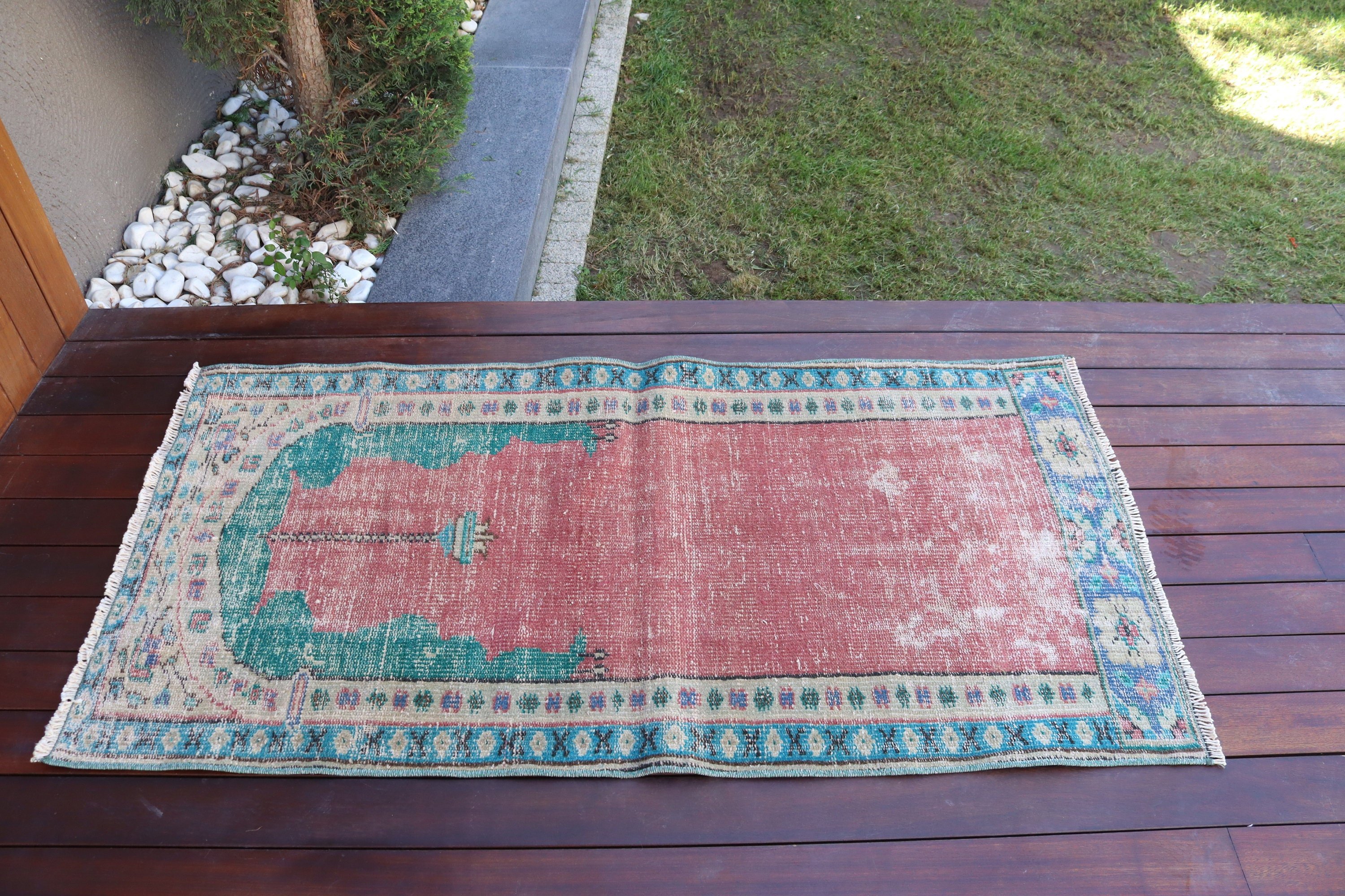 Kırmızı Soğuk Halı, Küçük Boho Halılar, Etnik Halılar, Türk Halısı, Nötr Halılar, Vintage Halılar, Yatak Odası Halısı, El Dokuma Halı, 2,5x4,9 ft Küçük Halılar