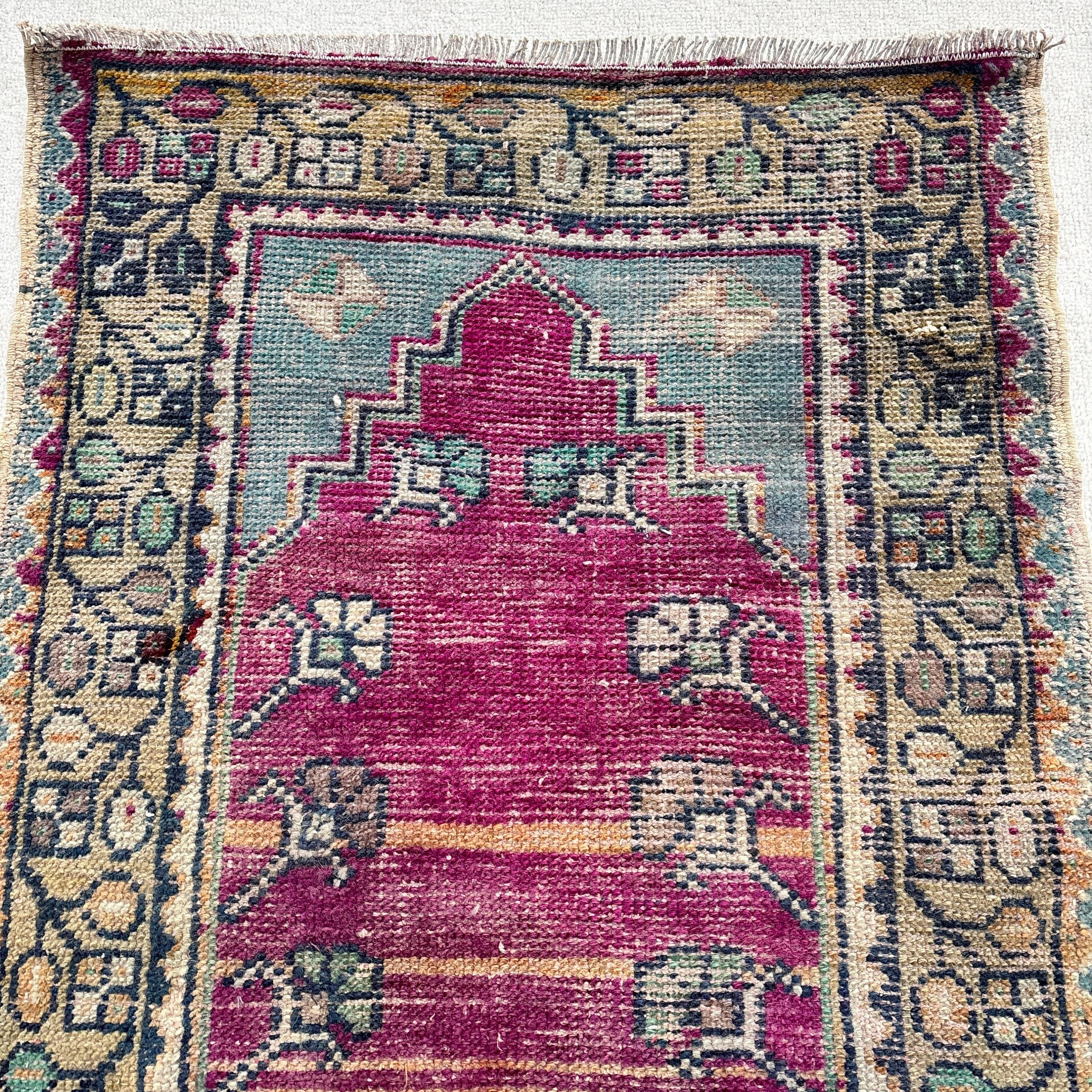 2x3.3 ft Small Rug, Luxury Rugs, Small Boho Rug, Turkish Rugs, Vintage Rugs, Bath Rugs, Floor Rug, Rugs for Kitchen, Purple Oriental Rugs