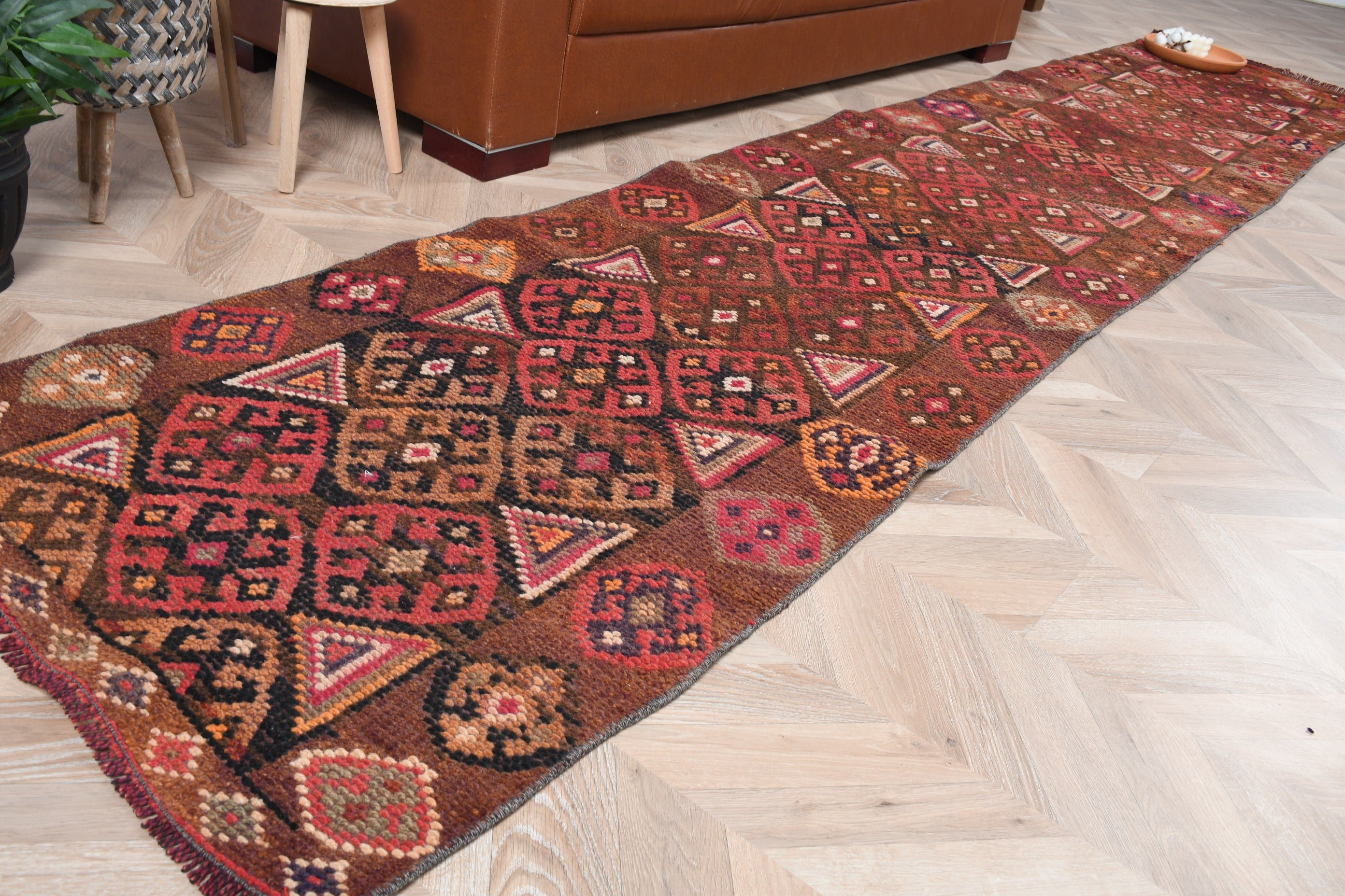 Kitchen Rugs, Brown Moroccan Rug, Cool Rugs, Vintage Rug, Rugs for Corridor, Cute Rugs, Anatolian Rug, Turkish Rug, 2.5x12.8 ft Runner Rug