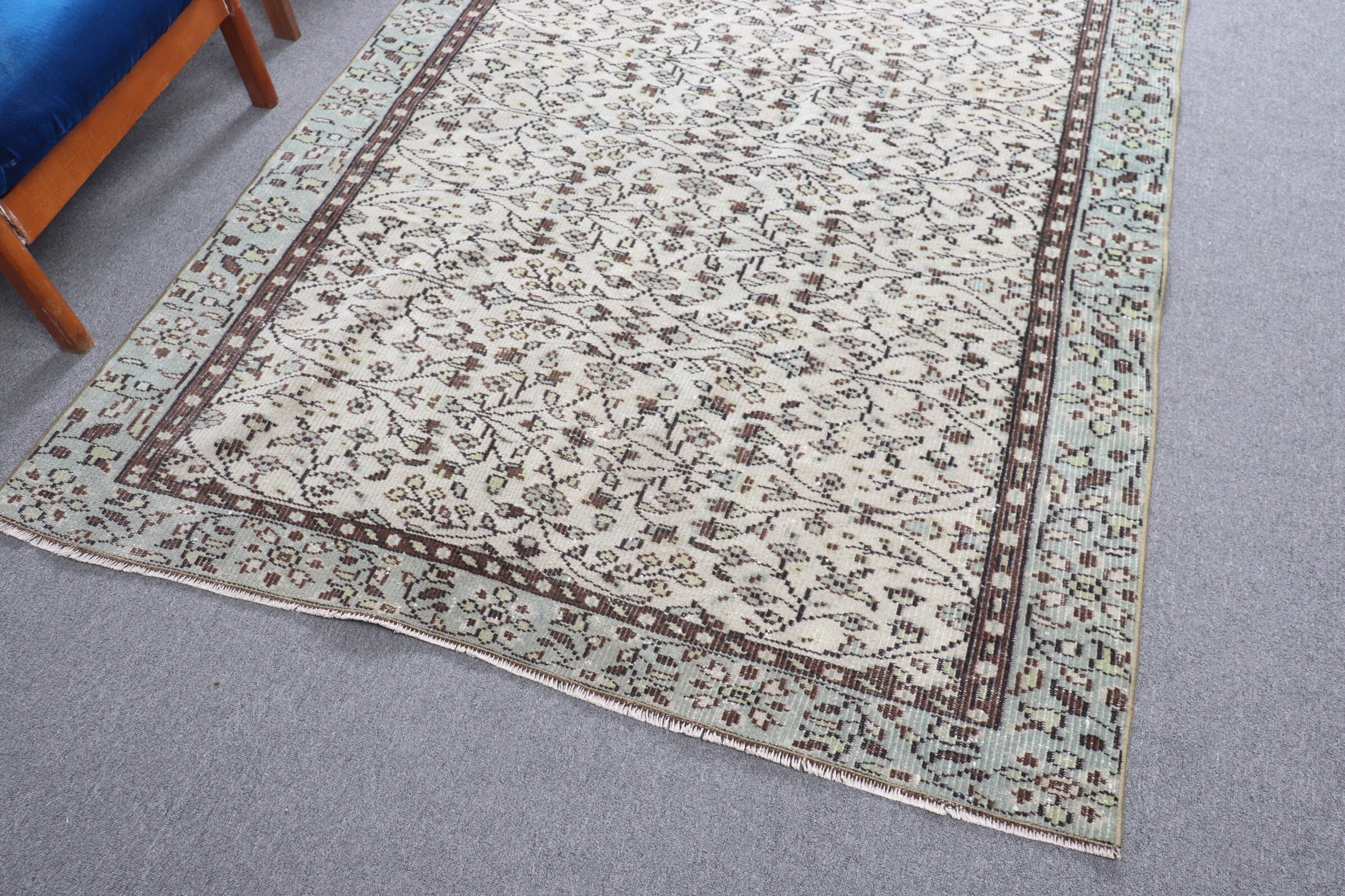 Living Room Rug, Cool Rugs, Turkish Rug, Vintage Rug, Art Rug, Dining Room Rug, Beige  5.1x8.8 ft Large Rug, Wool Rugs