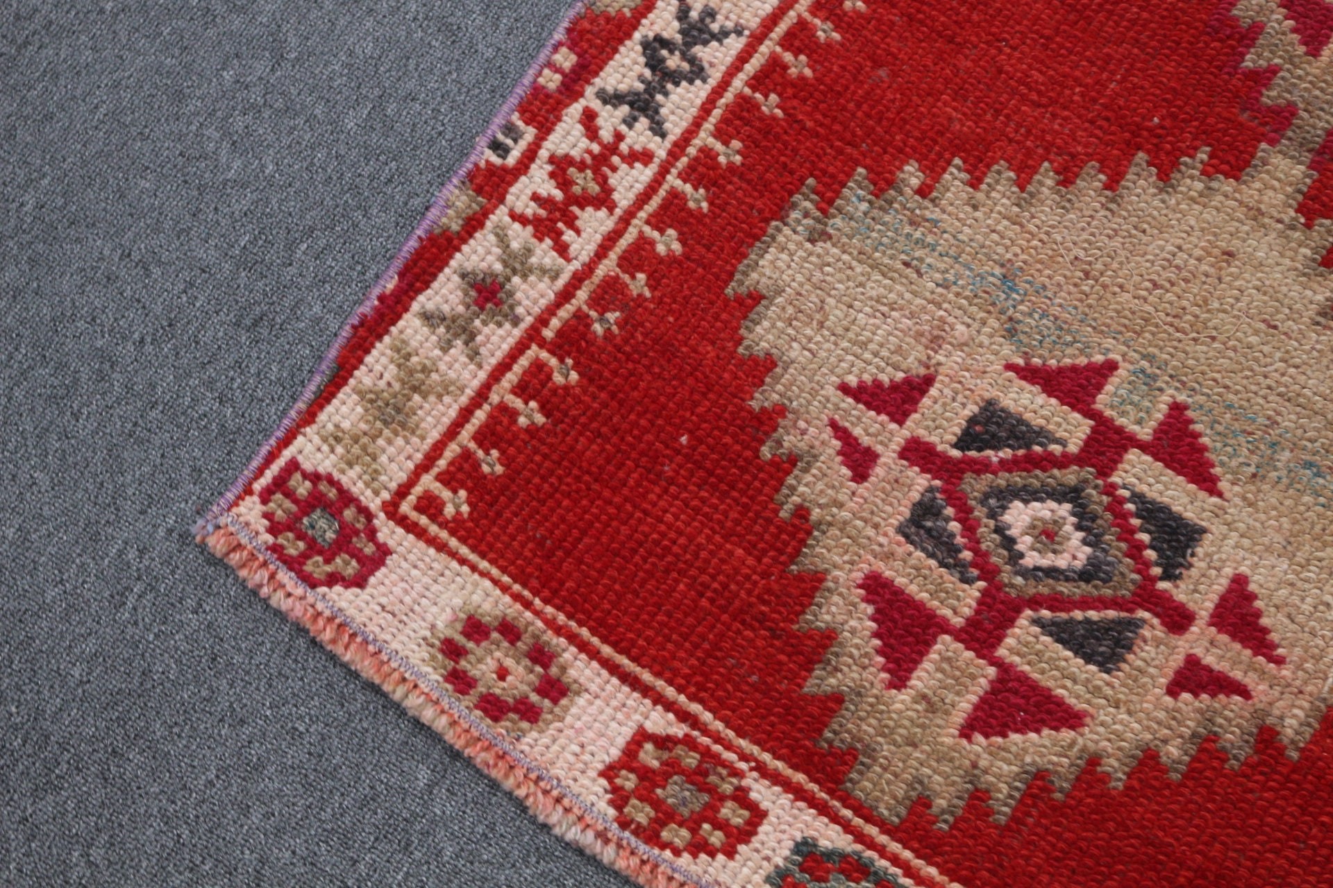 Red Moroccan Rug, Dorm Rug, Oushak Rug, Turkish Rugs, Rugs for Stair, Stair Rug, Antique Rug, 2.5x12.6 ft Runner Rugs, Vintage Rugs