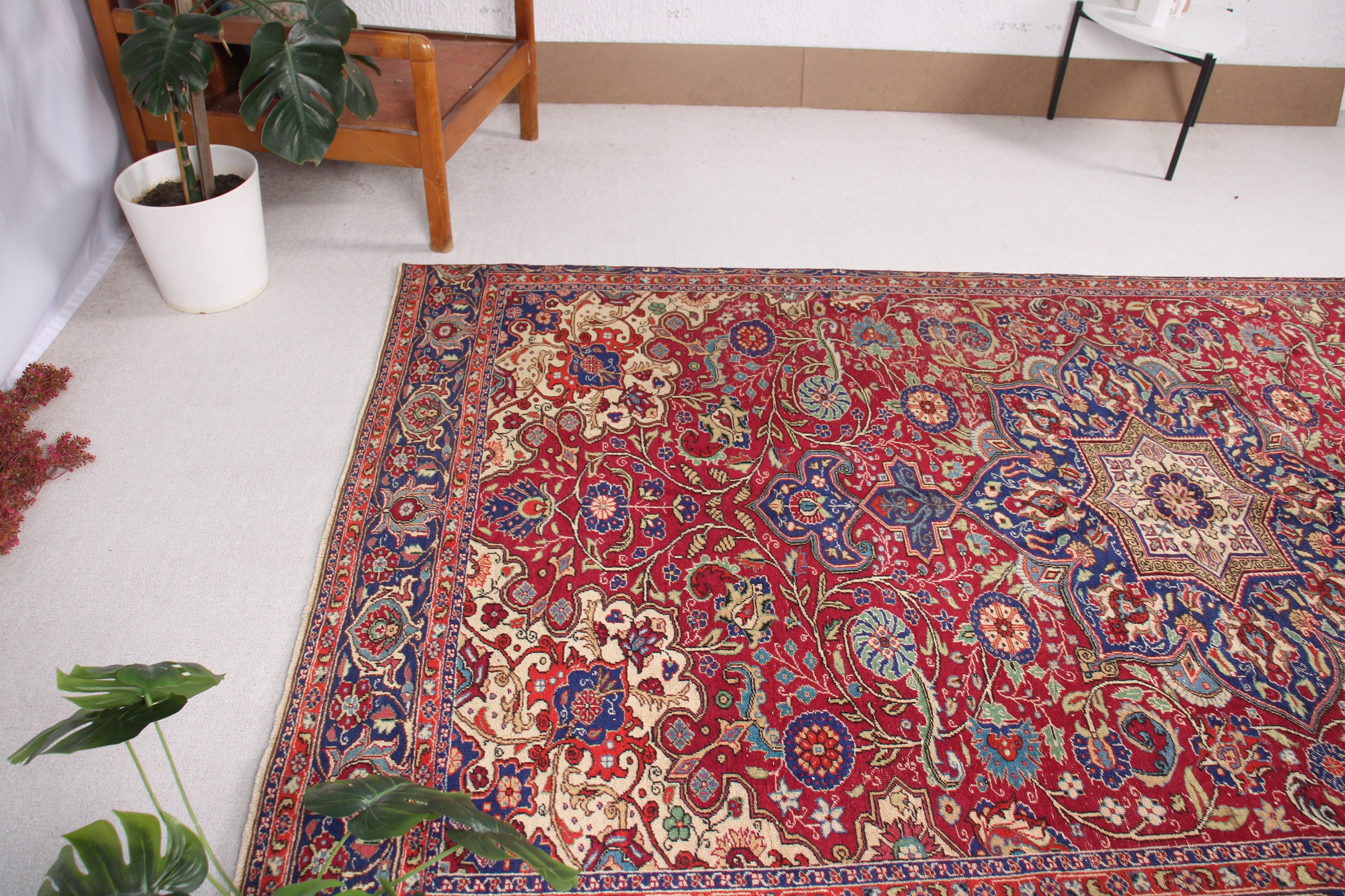 Türk Halısı, Havalı Halılar, El Dokuma Halılar, Büyük Boho Halılar, Kırmızı Lüks Halılar, Vintage Halı, Büyük Oushak Halılar, 5,1x9,7 ft Büyük Halılar, Egzotik Halı