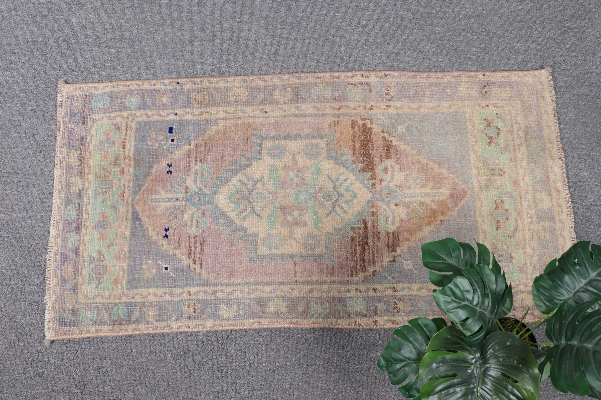 Nursery Rug, 1.6x3.1 ft Small Rug, Floor Rug, Turkish Rugs, Vintage Rug, Green Cool Rug, Entry Rugs, Rugs for Kitchen