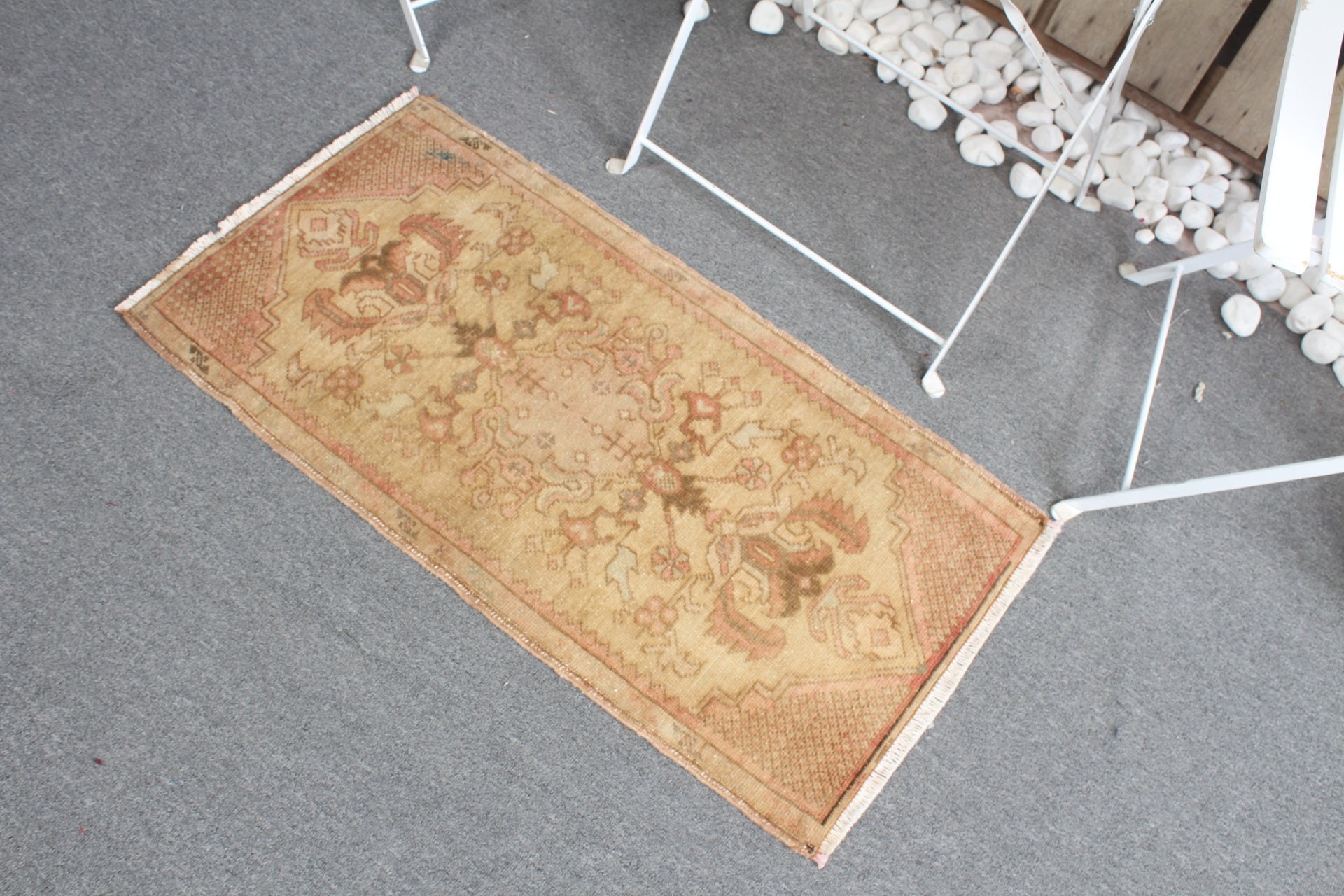 Turkish Rug, Beige Cool Rug, Oushak Rugs, Bathroom Rug, Rugs for Bathroom, 1.5x3 ft Small Rugs, Bedroom Rug, Vintage Rug, Oriental Rugs