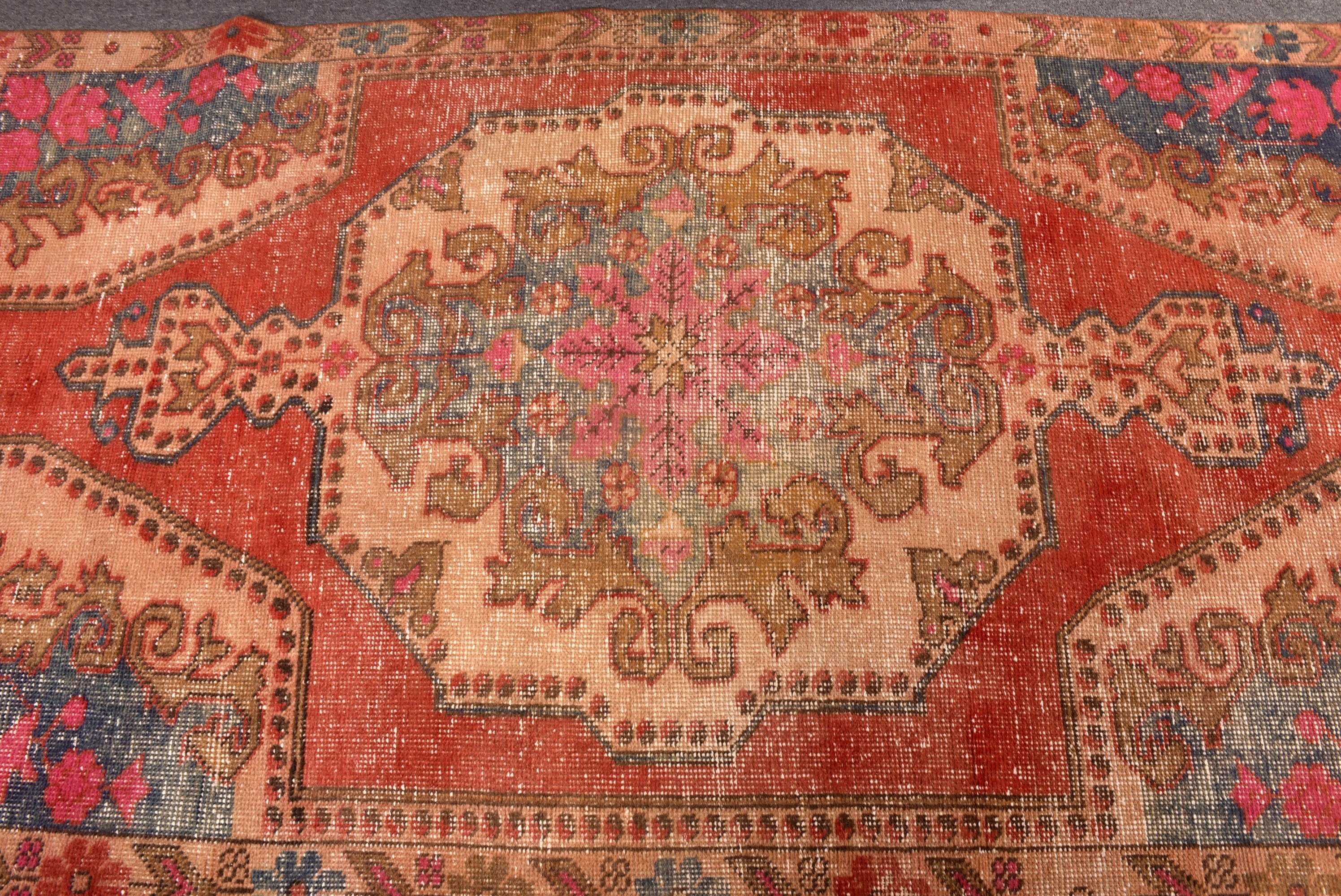 Vintage Halılar, Türk Halıları, Açıklama Halıları, Kırmızı Fas Halısı, 4.1x7 ft Alan Halısı, Vintage Alan Halıları, Boho Alan Halıları, Geometrik Halılar