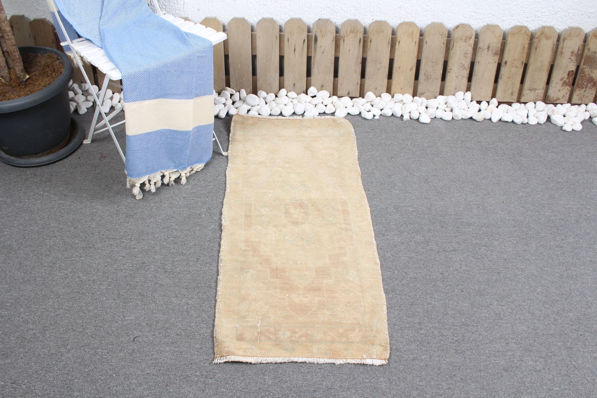 Vintage Rug, Bath Rug, Kitchen Rug, Turkey Rugs, Turkish Rug, Wall Hanging Rug, Beige Bedroom Rug, 1.6x3.6 ft Small Rug