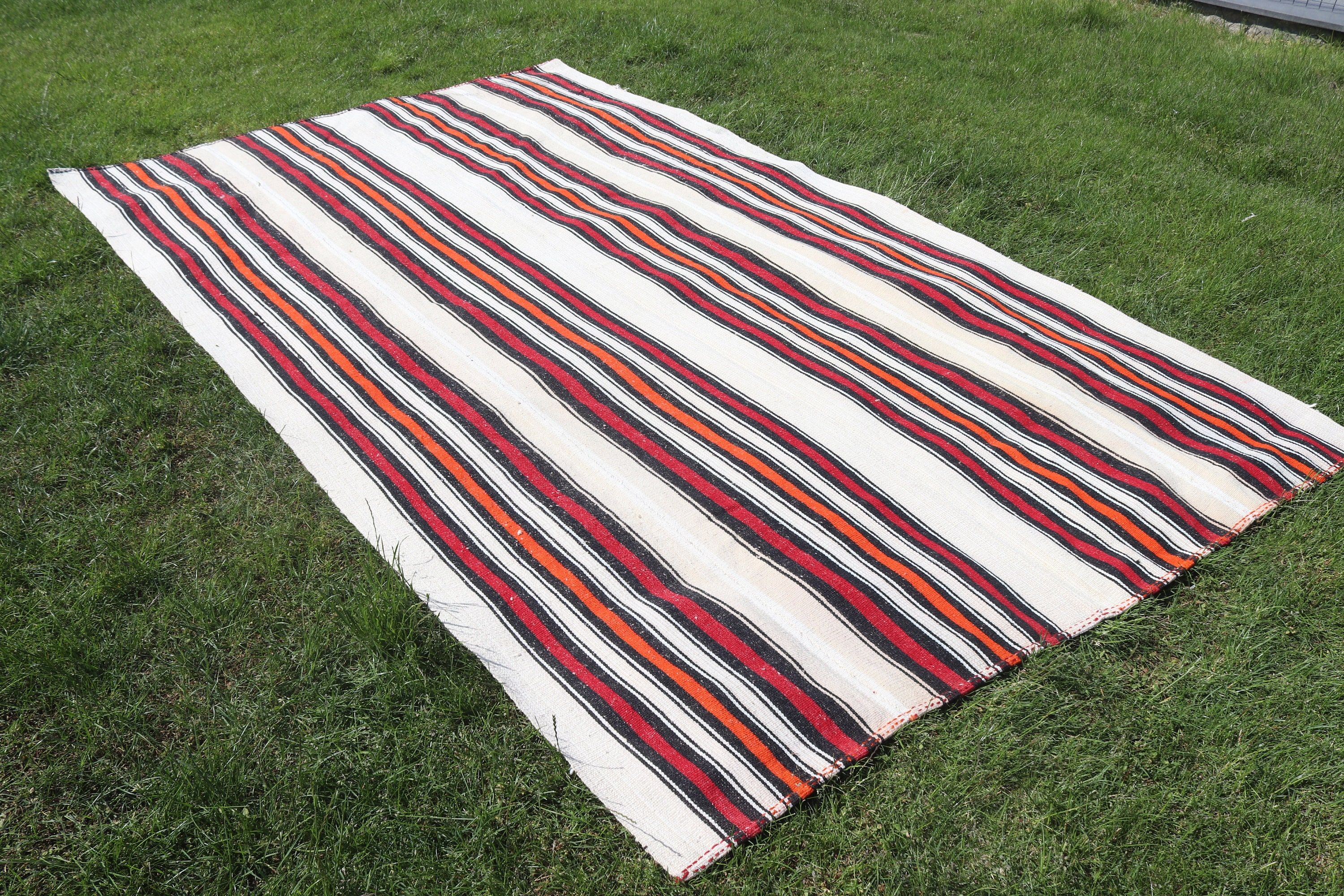 Bej Lüks Halılar, Büyük Vintage Halılar, Oryantal Halılar, Yün Halılar, 5.9x10 ft Büyük Halı, Vintage Halılar, Türk Halısı, Kilim, Oturma Odası Halısı