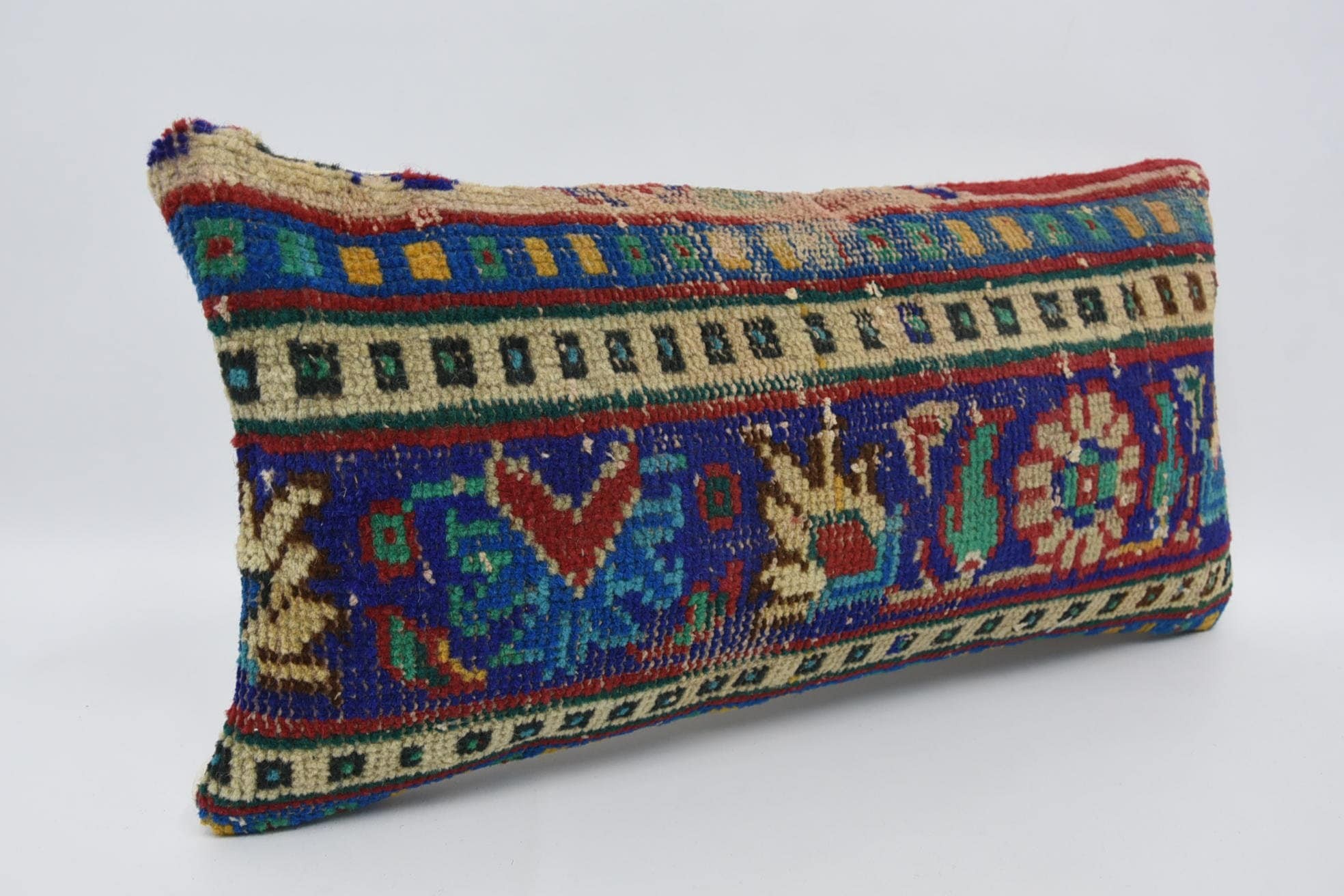 Türk Yastığı, Kanepe Yastık, El Yapımı Kilim Minder, Türk Bank Yastık Kılıfı, 12"x24" Mavi Yastık Sham, Lüks Yastık