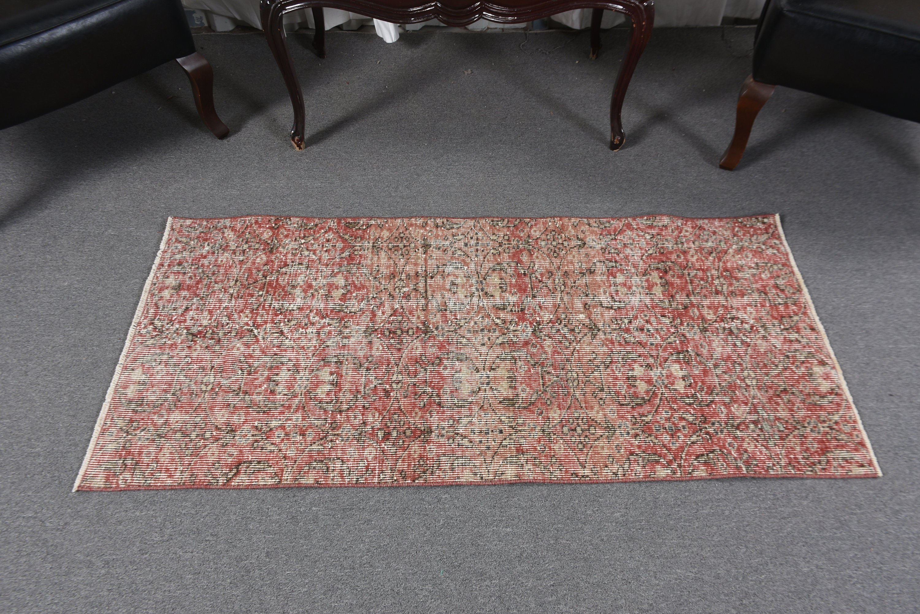 Kırmızı Geometrik Halılar, Mutfak Halısı, Giriş Halıları, Vintage Halı, Türk Halısı, Aztek Halısı, Çocuk Halısı, 2.2x4.7 ft Küçük Halı