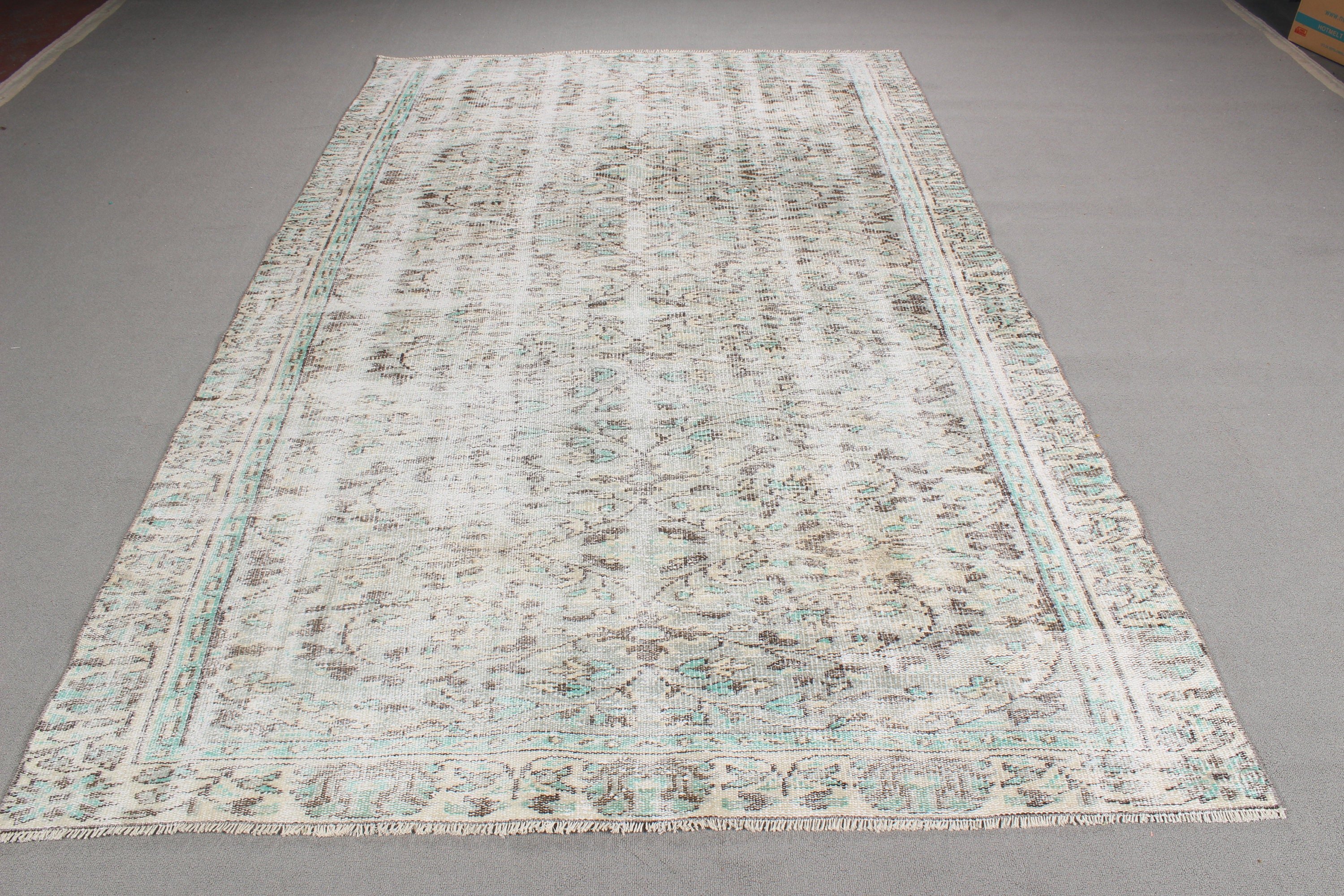 Büyük Oushak Halısı, Oryantal Halılar, Vintage Halılar, Boho Halısı, Türk Halıları, Yeşil Soğuk Halılar, Fas Halıları, 5,5x8,8 ft Büyük Halılar, Yatak Odası Halısı