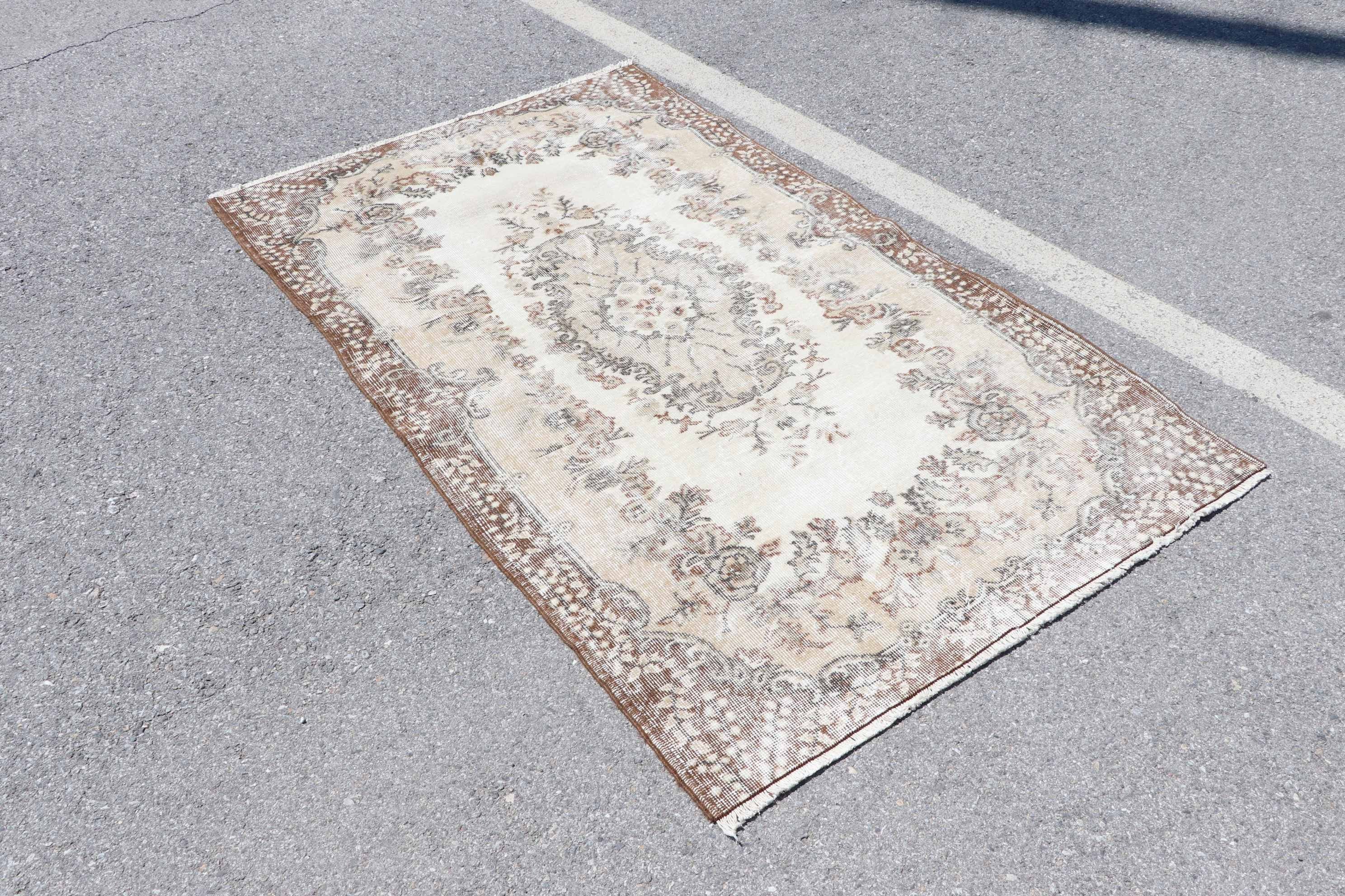 Turkish Rug, Vintage Decor Rugs, 4x6.6 ft Area Rug, Wool Rugs, Vintage Rug, Bedroom Rugs, Floor Rug, Beige Oriental Rug, Rugs for Indoor