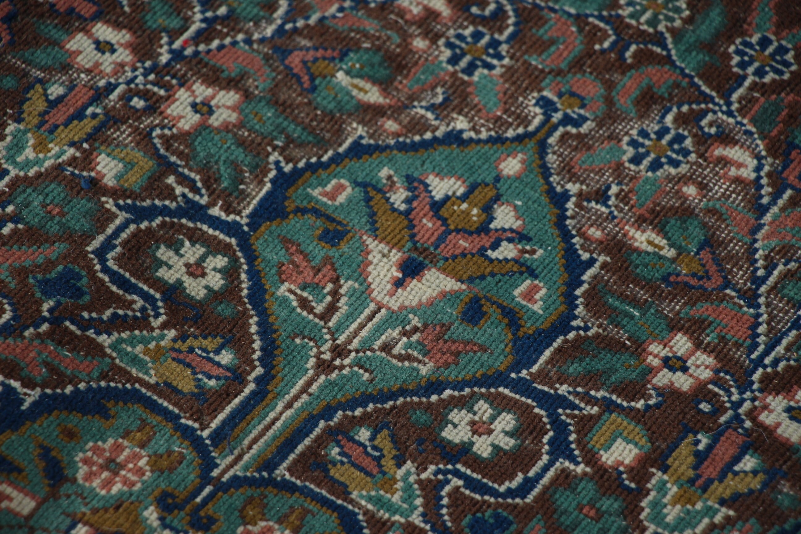 Mavi Yün Halı, Kabile Halıları, Vintage Halılar, 6.8x9.8 ft Büyük Halı, Türk Halısı, Büyük Vintage Halı, Yatak Odası Halısı, Lüks Halı, Büyük Oushak Halısı