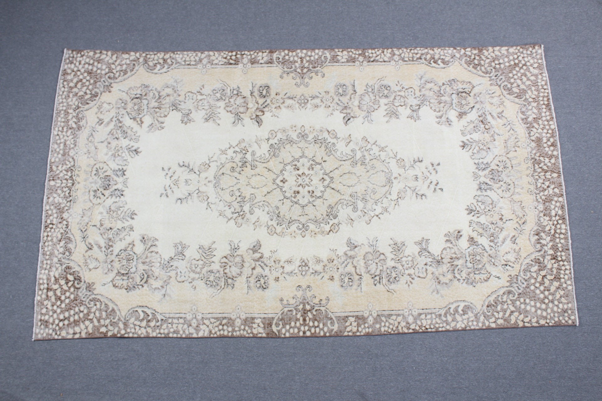 Türk Halıları, Salon Halısı, Vintage Halılar, 5.5x9.3 ft Büyük Halı, Fas Halıları, Yün Halı, Bej Yatak Odası Halısı, El Yapımı Halı, Yatak Odası Halıları