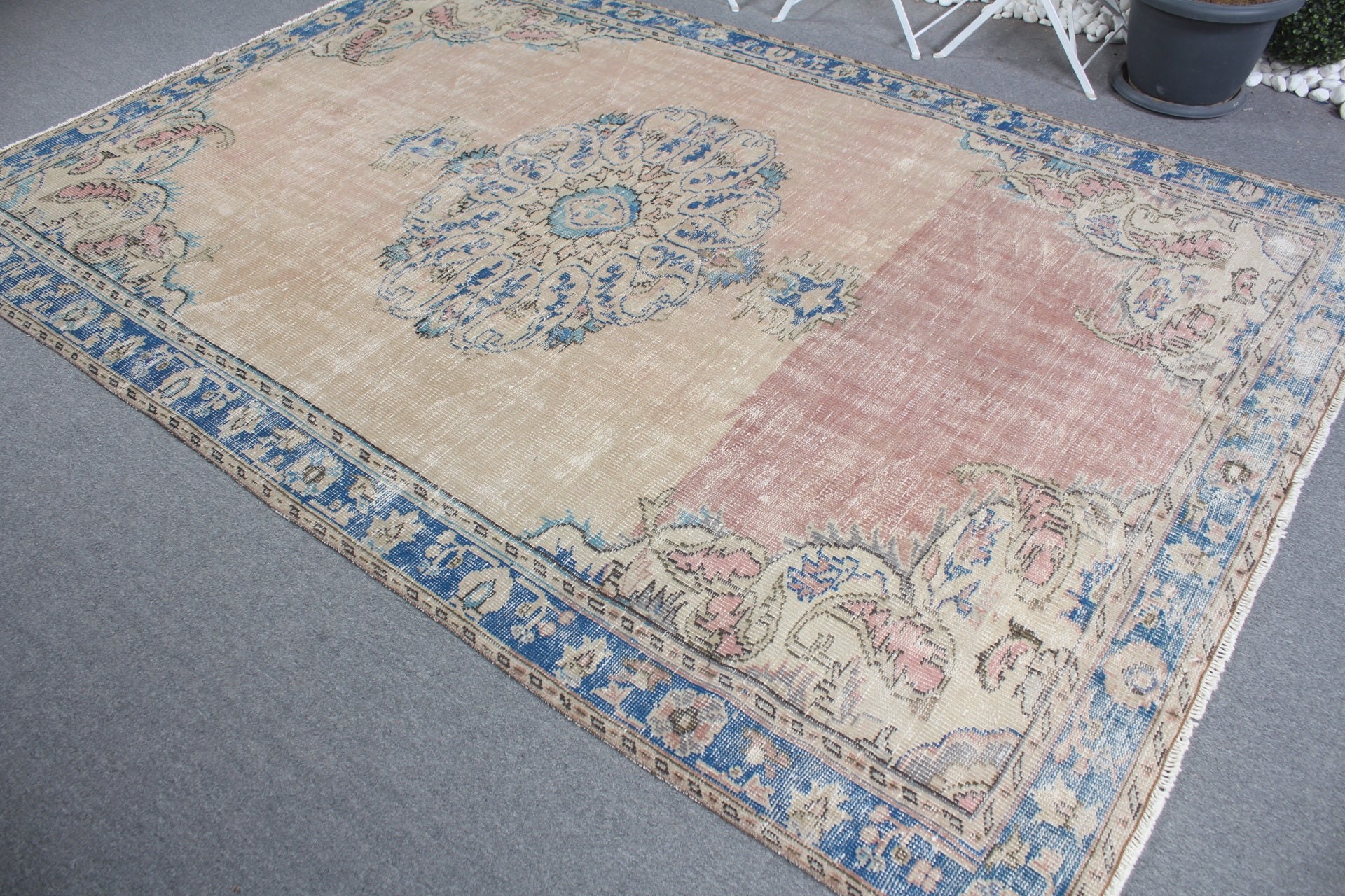 Brown  6.3x9.4 ft Large Rug, Dining Room Rug, Anatolian Rugs, Wool Rugs, Vintage Rug, Turkish Rug, Salon Rugs, Nomadic Rug