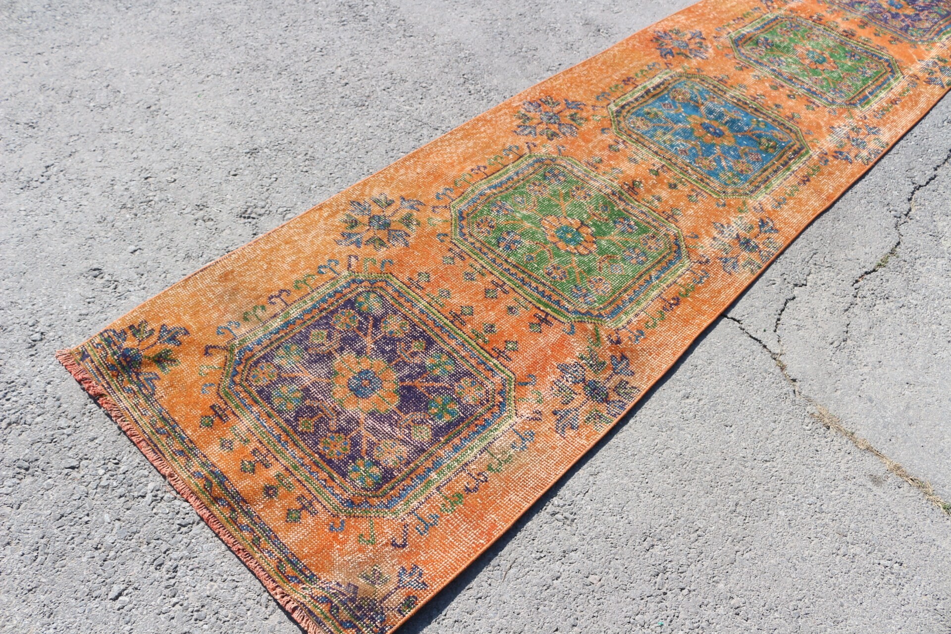 Orange  2.7x10.2 ft Runner Rugs, Turkish Rugs, Stair Rugs, Handmade Rug, Oriental Rug, Kitchen Rugs, Vintage Rug, Moroccan Rug