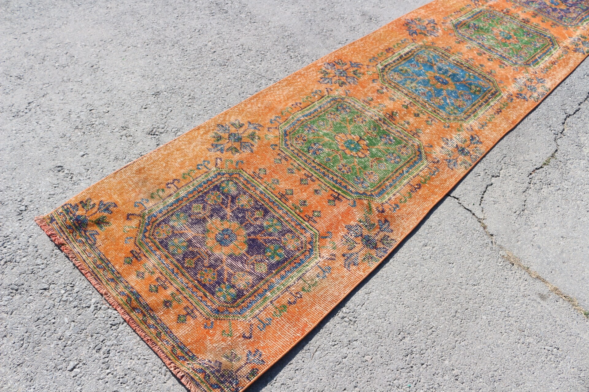 Orange  2.7x10.2 ft Runner Rugs, Turkish Rugs, Stair Rugs, Handmade Rug, Oriental Rug, Kitchen Rugs, Vintage Rug, Moroccan Rug