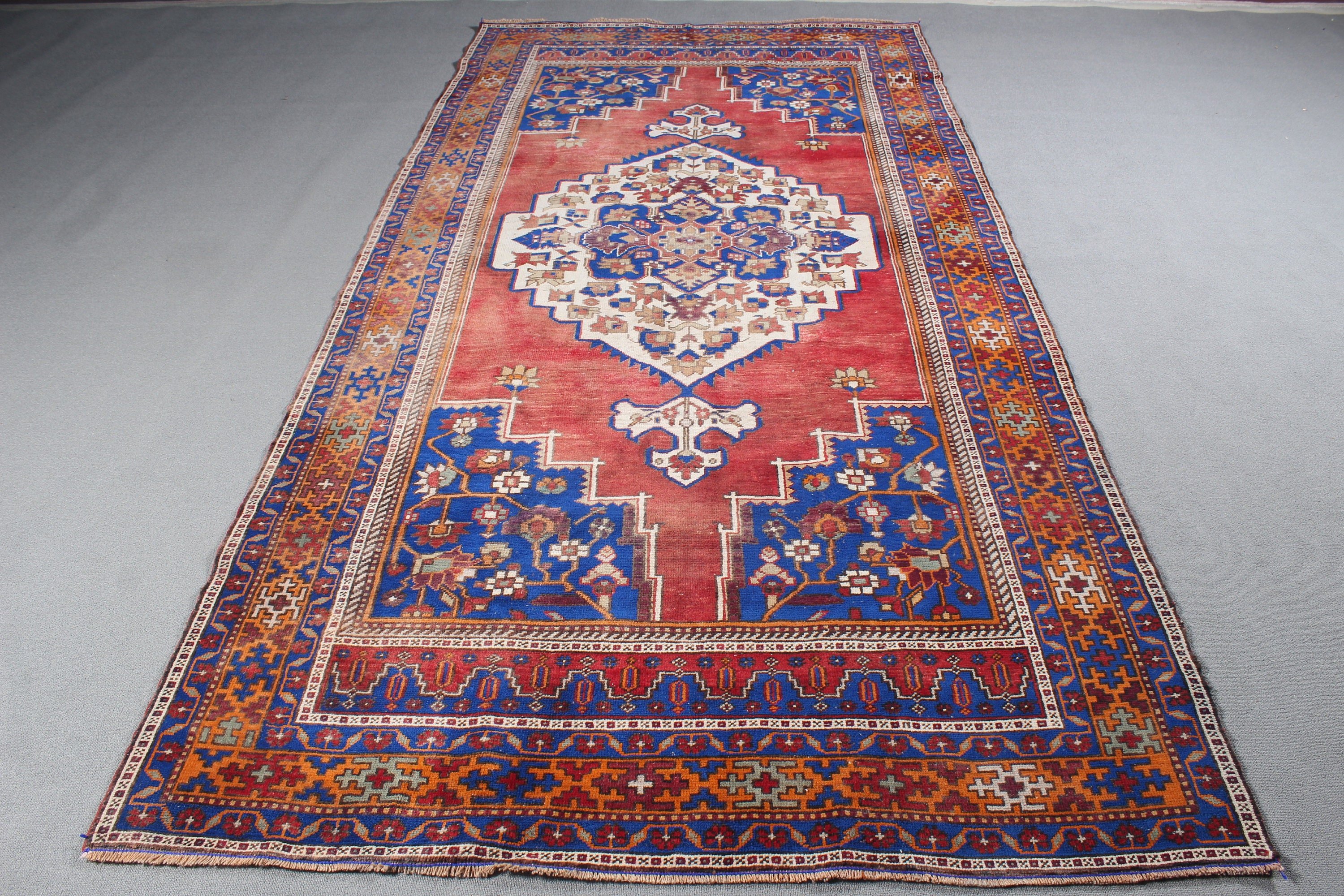 Büyük Vintage Halı, Kırmızı Nötr Halı, Oturma Odası Halıları, Yün Halılar, Vintage Halılar, 5.3x11 ft Büyük Halı, Türk Halısı, Boho Halısı, Salon Halıları