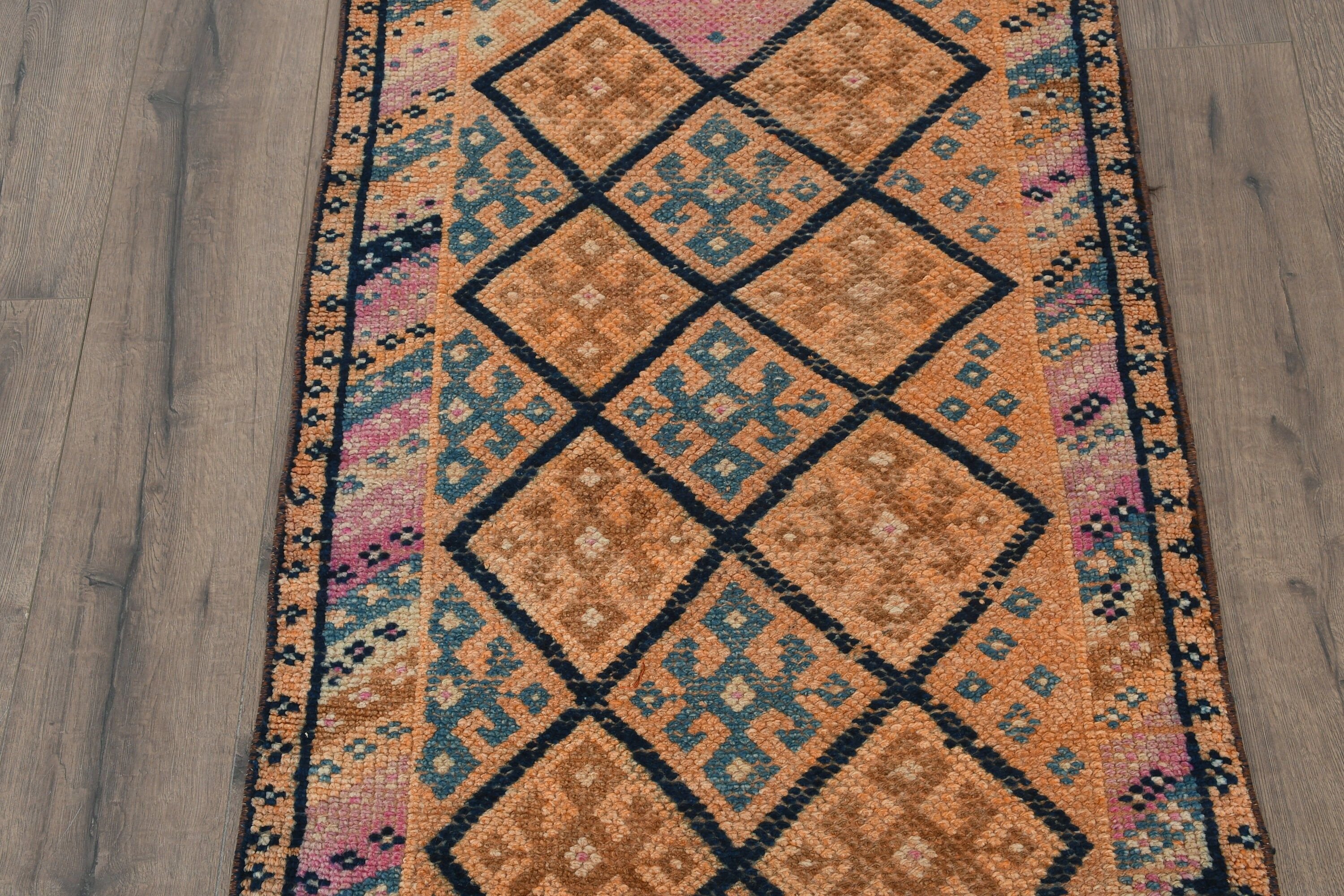 Stair Rug, Bedroom Rug, Rugs for Corridor, Orange Home Decor Rugs, Vintage Rug, Wool Rugs, Custom Rug, Turkish Rug, 2.6x12.5 ft Runner Rug