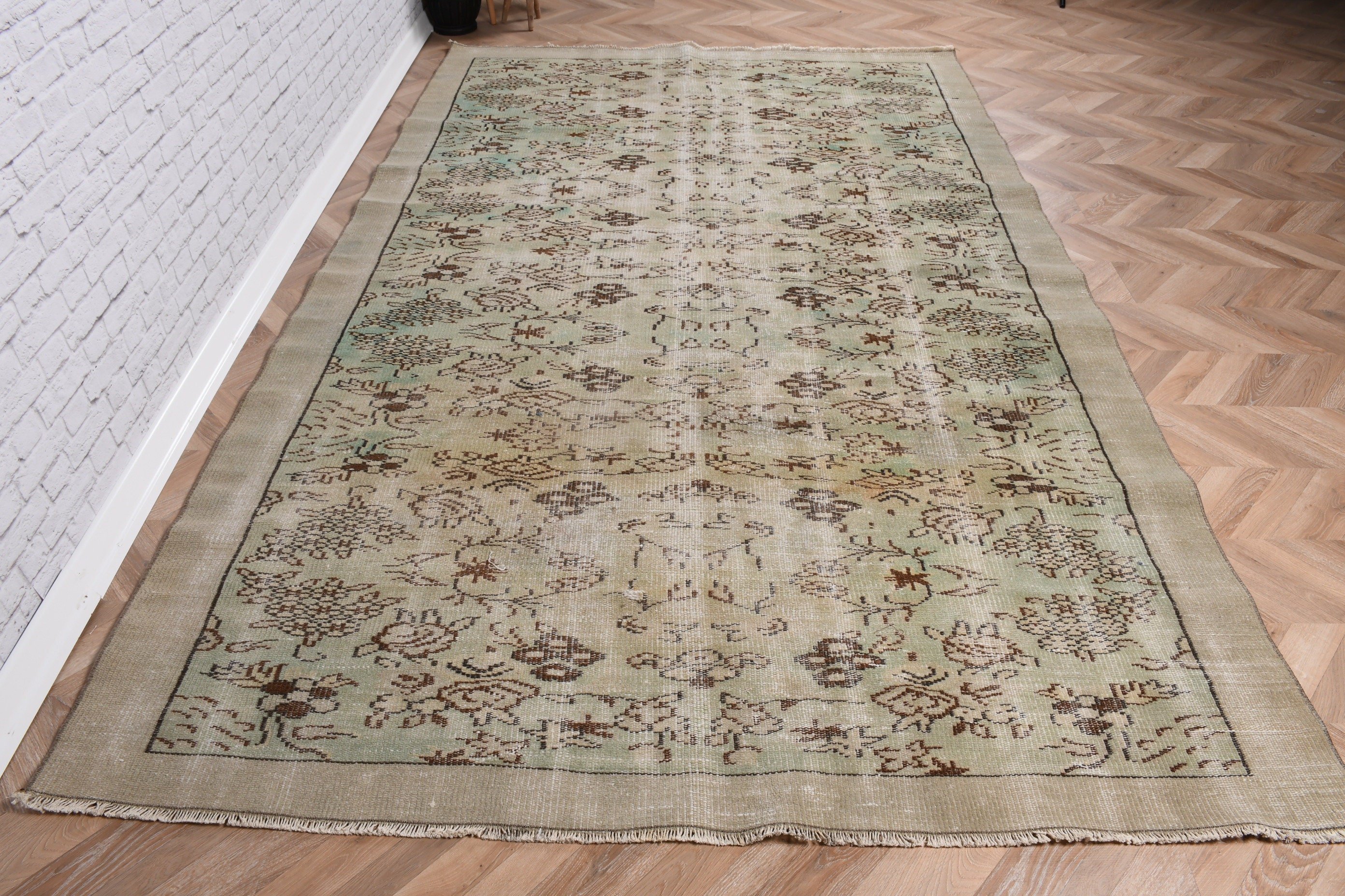 Boho Halılar, Bej Antika Halılar, 6x9,7 ft Büyük Halılar, Vintage Halı, Organik Halılar, Büyük Boho Halıları, Yatak Odası Halıları, Türk Halısı, Yer Halısı