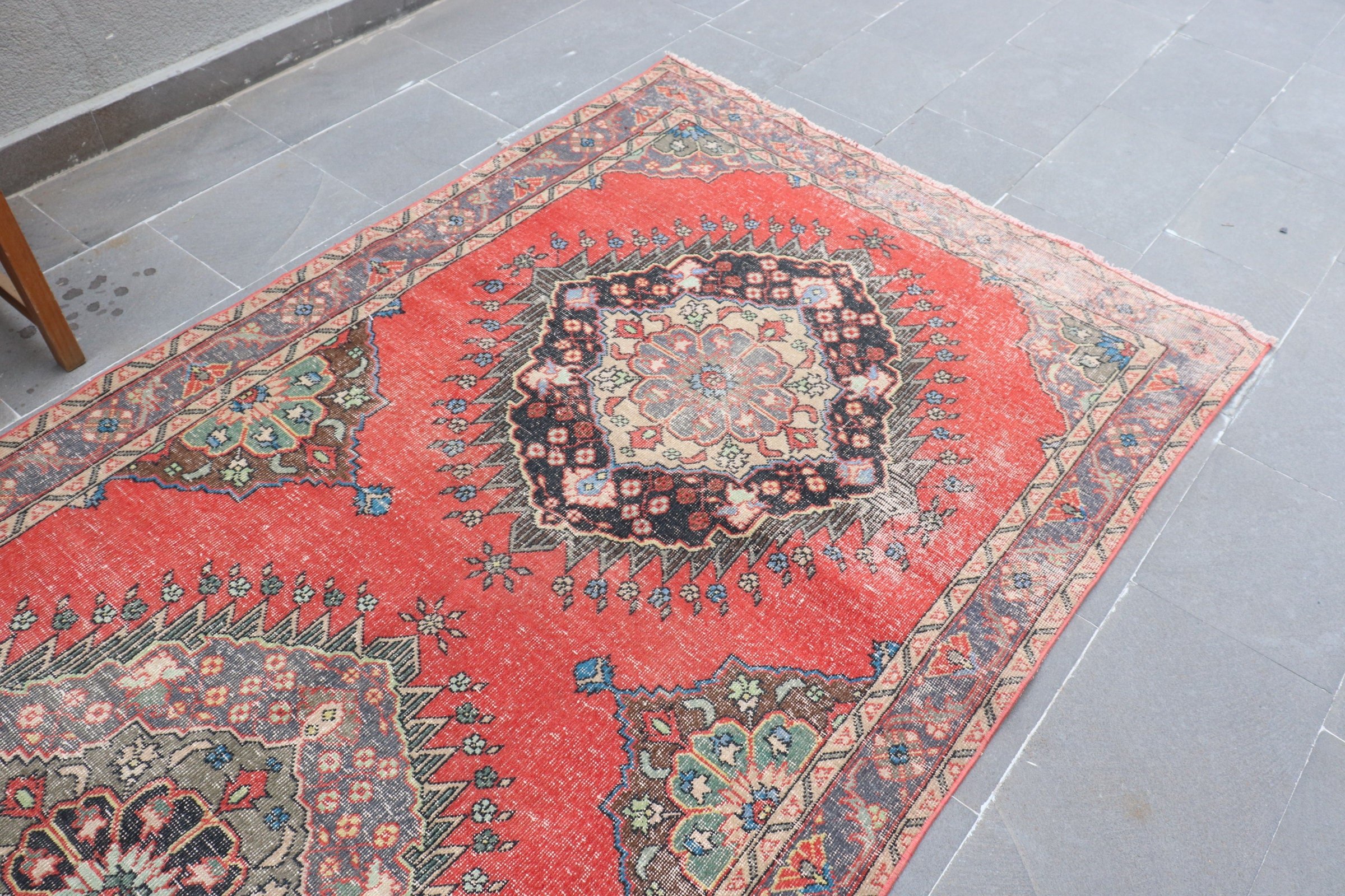Pale Rug, Red  4.7x12.5 ft Runner Rugs, Vintage Rugs, Rugs for Kitchen, Turkish Rug, Wool Rug, Corridor Rug, Bedroom Rug