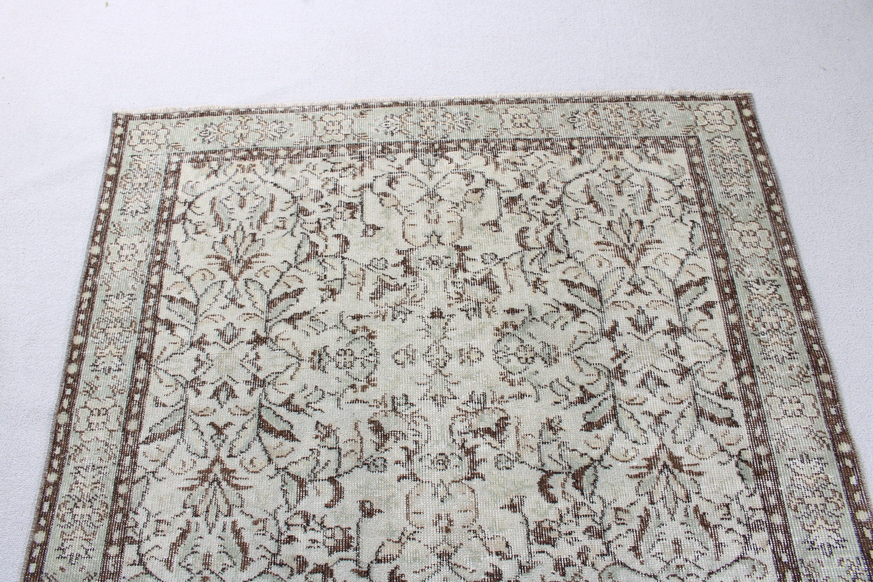 Beige Statement Rugs, Turkish Rug, Indoor Rug, Vintage Rugs, Modern Rug, Bedroom Rug, Rugs for Vintage Area, 4.4x7.8 ft Area Rug, Floor Rug