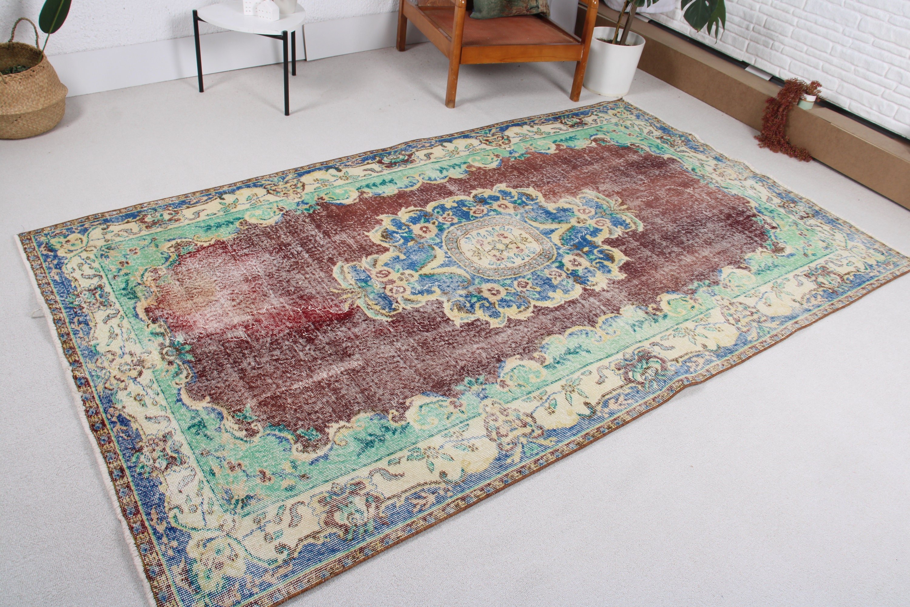 5.1x8.7 ft Büyük Halılar, Oturma Odası Halısı, Yemek Odası Halıları, Düz Dokuma Halı, Mor Antika Halılar, Vintage Halı, Türk Halısı