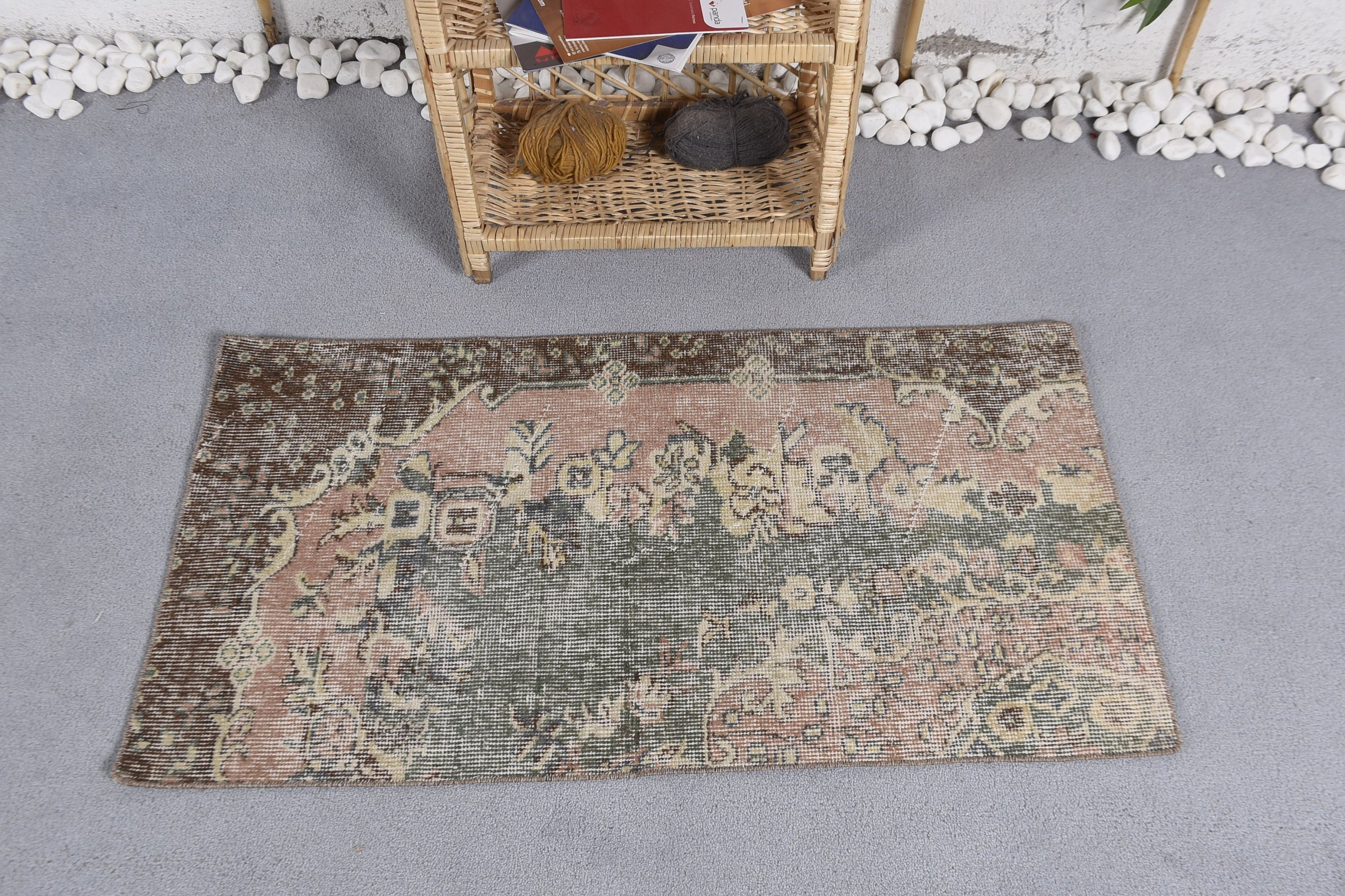 2x3.7 ft Küçük Halı, Araba Paspas Halıları, Antika Halı, Yeşil Soğuk Halı, Giriş Halısı, Kapı Paspas Halıları, Türk Halısı, Ev Dekor Halıları, Vintage Halılar