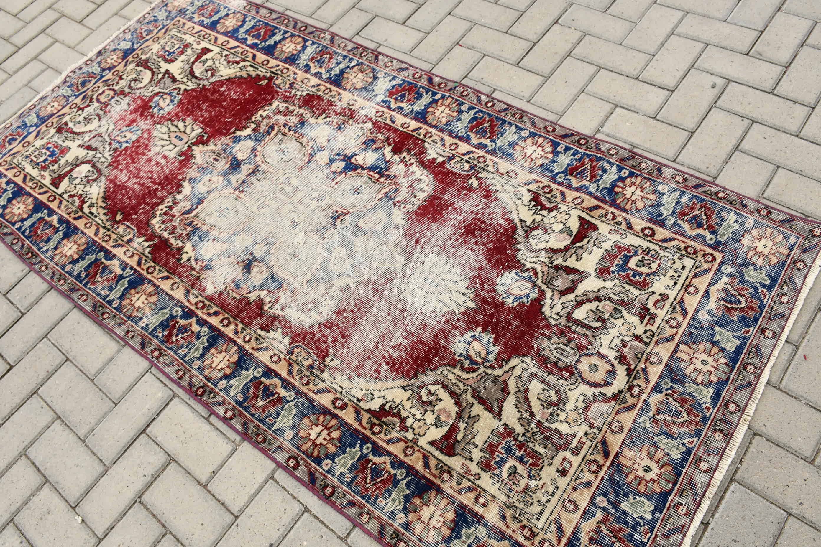 3.6x7.2 ft Area Rug, Rugs for Floor, Vintage Rug, Cool Rug, Bedroom Rugs, Floor Rug, Custom Rug, Red Floor Rug, Turkey Rugs, Turkish Rug