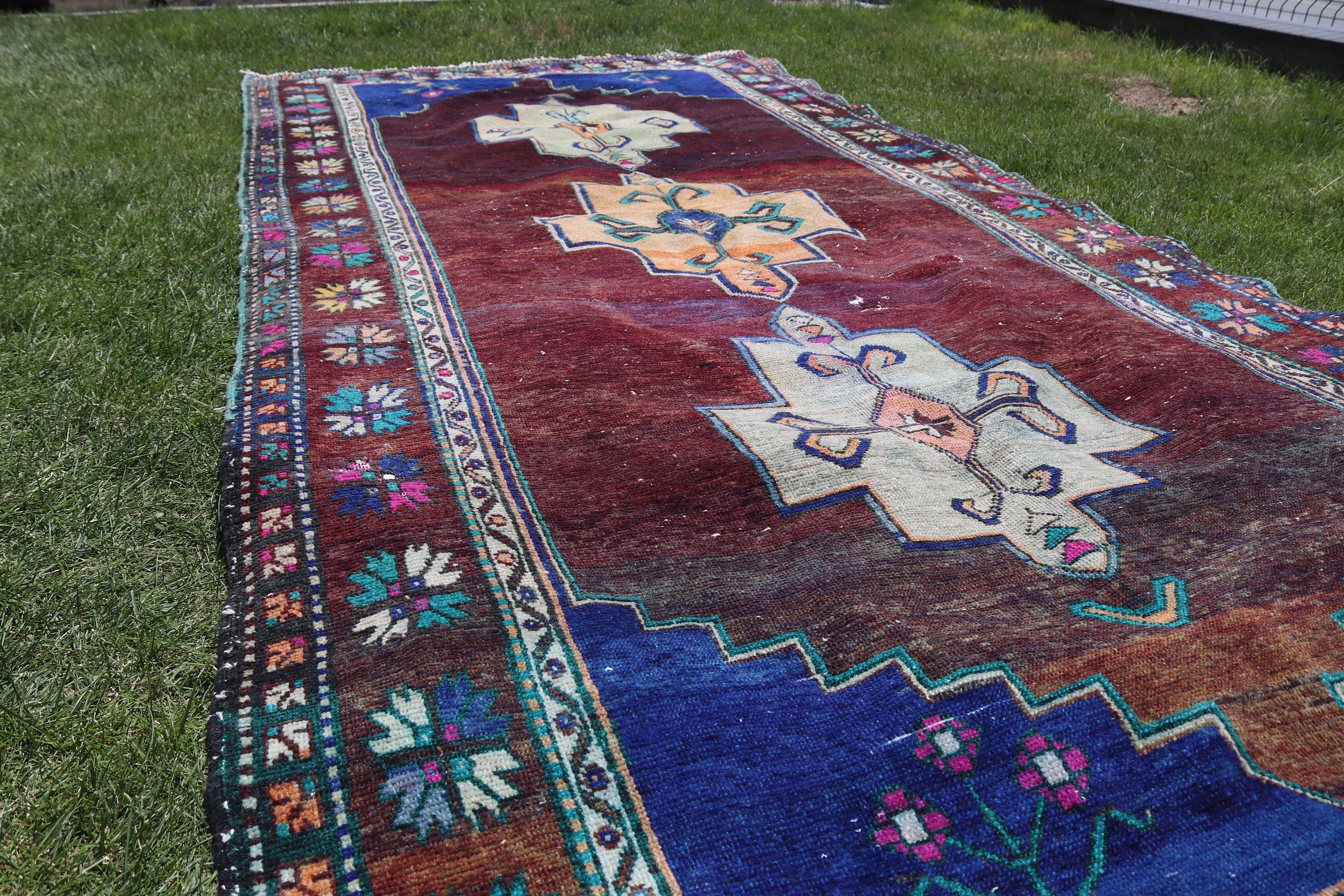 Vintage Rug, Turkish Rug, Modern Rugs, 5x11.7 ft Large Rugs, Large Oushak Rugs, Living Room Rug, Blue Floor Rug, Bedroom Rugs, Office Rug