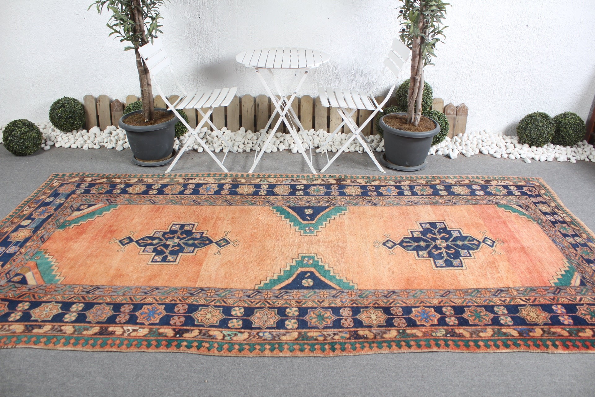 Salon Rug, 5.2x11 ft Large Rug, Bedroom Rug, Orange Home Decor Rug, Oushak Rug, Turkish Rugs, Vintage Decor Rugs, Vintage Rugs, Kitchen Rug