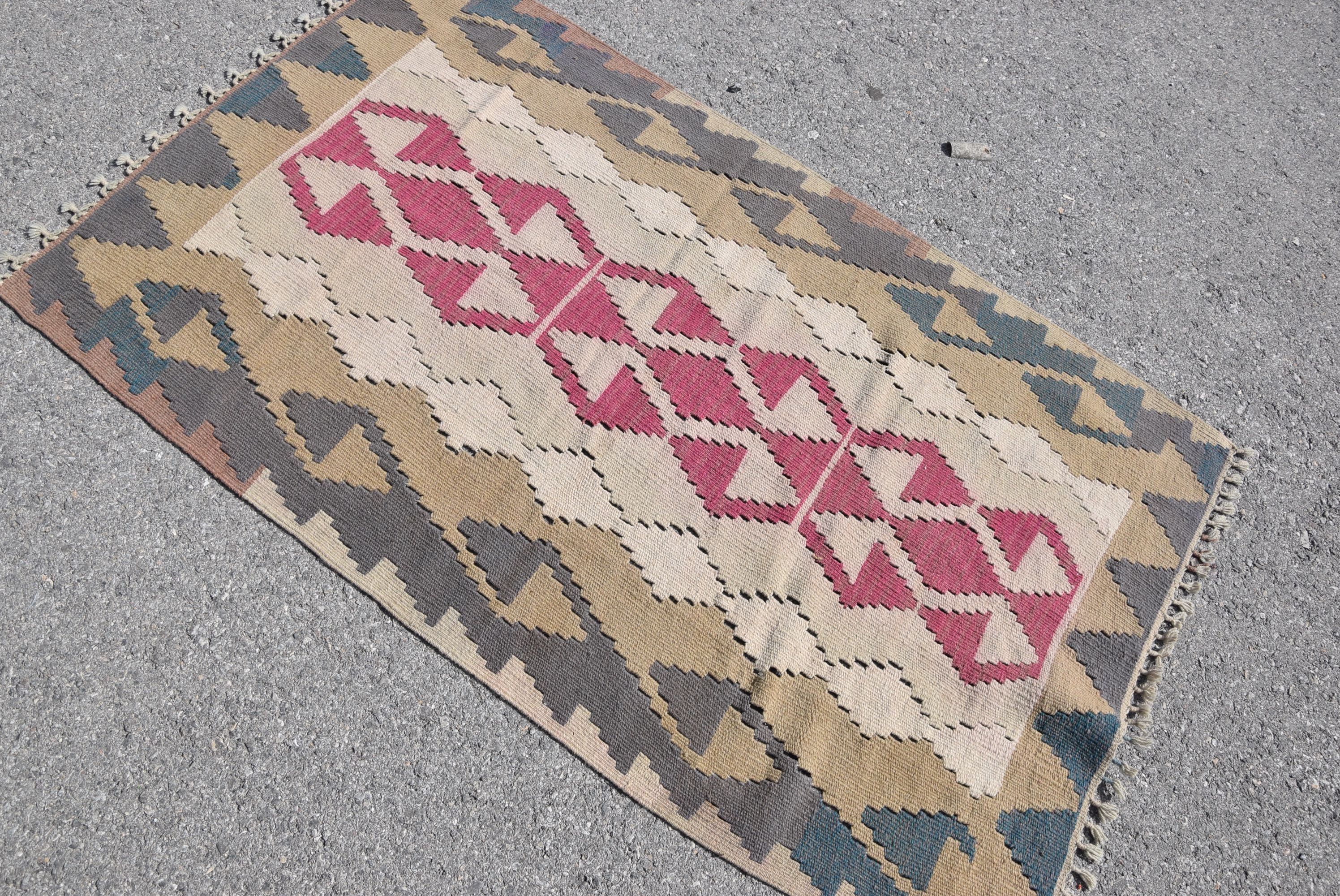 Kitchen Rugs, Moroccan Rug, 3.1x5.1 ft Accent Rug, Turkish Rugs, Dorm Rug, Vintage Rug, Kilim, Bedroom Rug, Pink Antique Rug