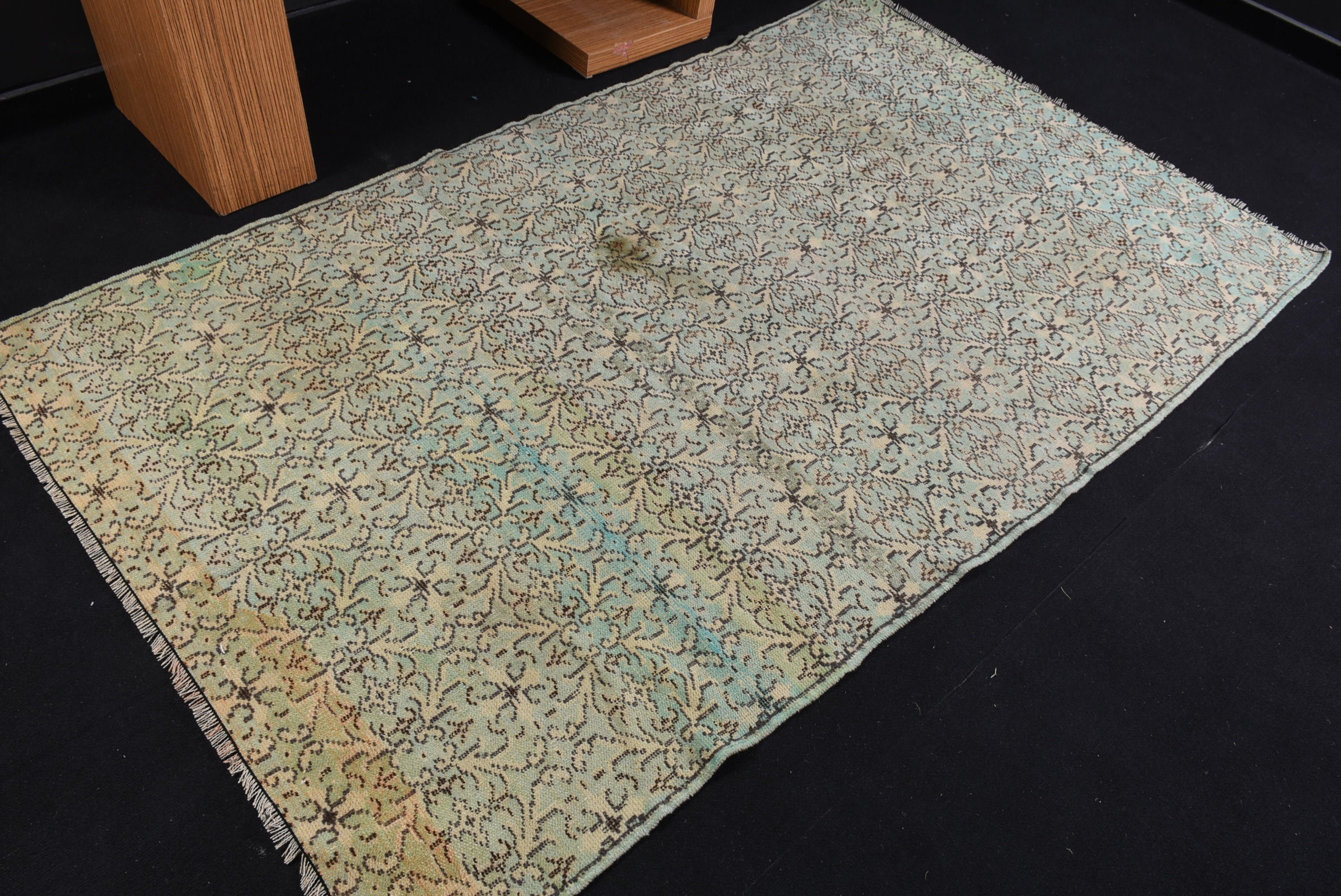 Living Room Rugs, Green  4.3x7.4 ft Area Rug, Anatolian Rug, Vintage Rug, Kitchen Rug, Rugs for Floor, Turkish Rug, Cool Rug