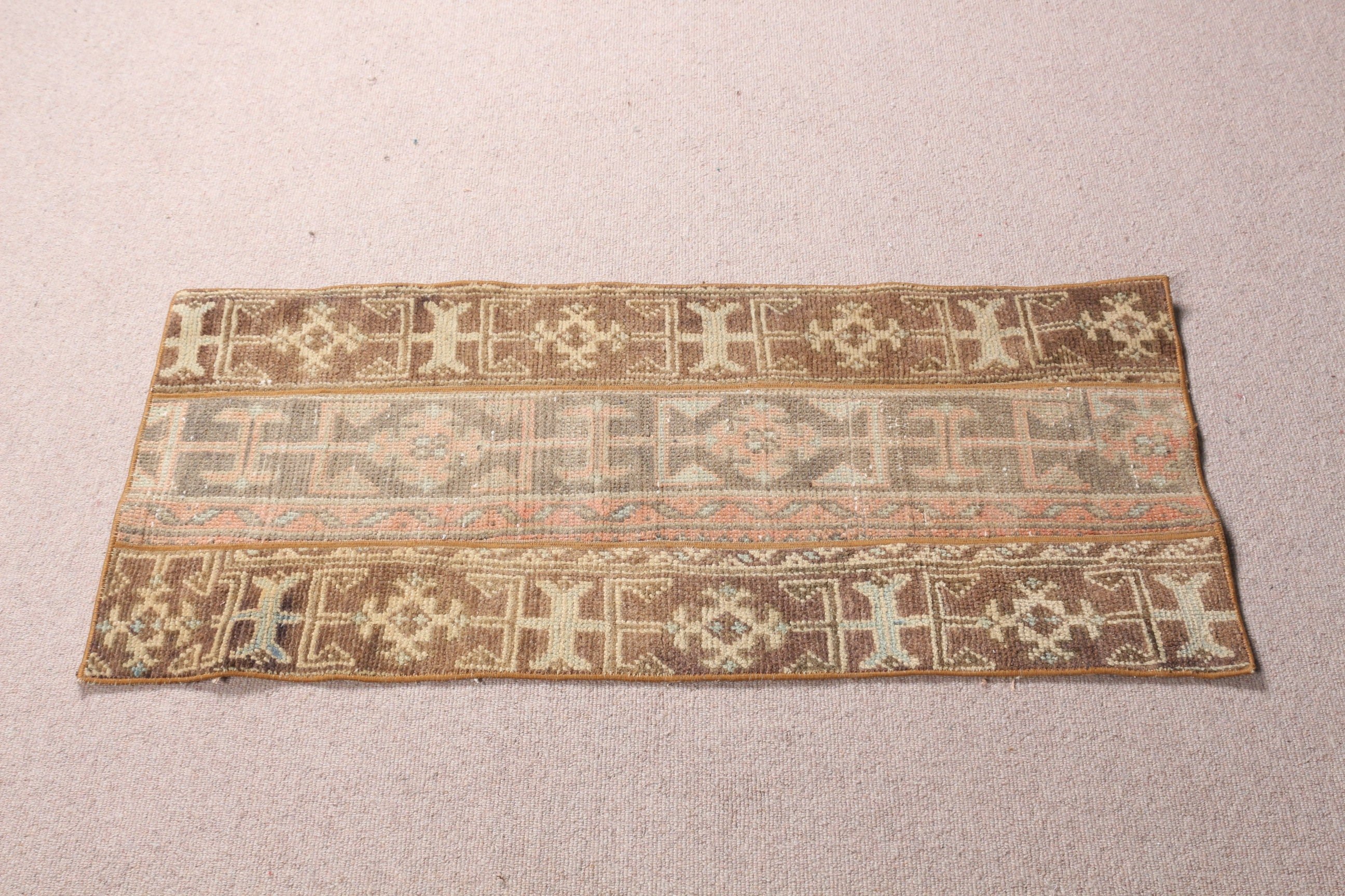 Bohem Halısı, Kahverengi Mutfak Halıları, 1.7x4 ft Küçük Halılar, Türk Halısı, Çocuk Halısı, Anadolu Halısı, Duvara Asılı Halılar, Vintage Halı, Oushak Halısı