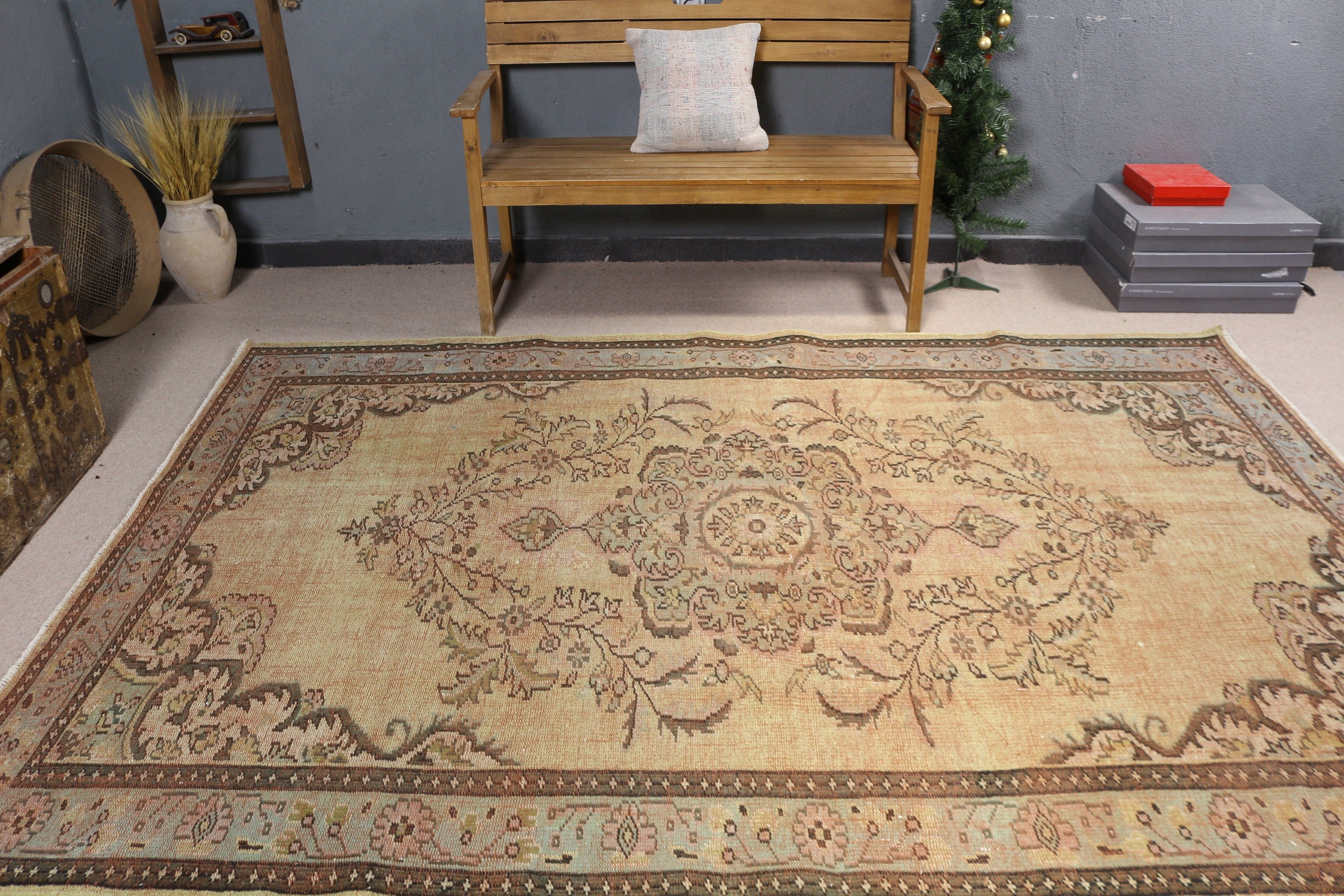 Vintage Halılar, Türk Halısı, Büyük Boho Halısı, Düz Dokuma Halısı, Kahverengi Mutfak Halısı, 6.3x9 ft Büyük Halısı, Yatak Odası Halıları, Kabile Halısı, Oturma Odası Halıları