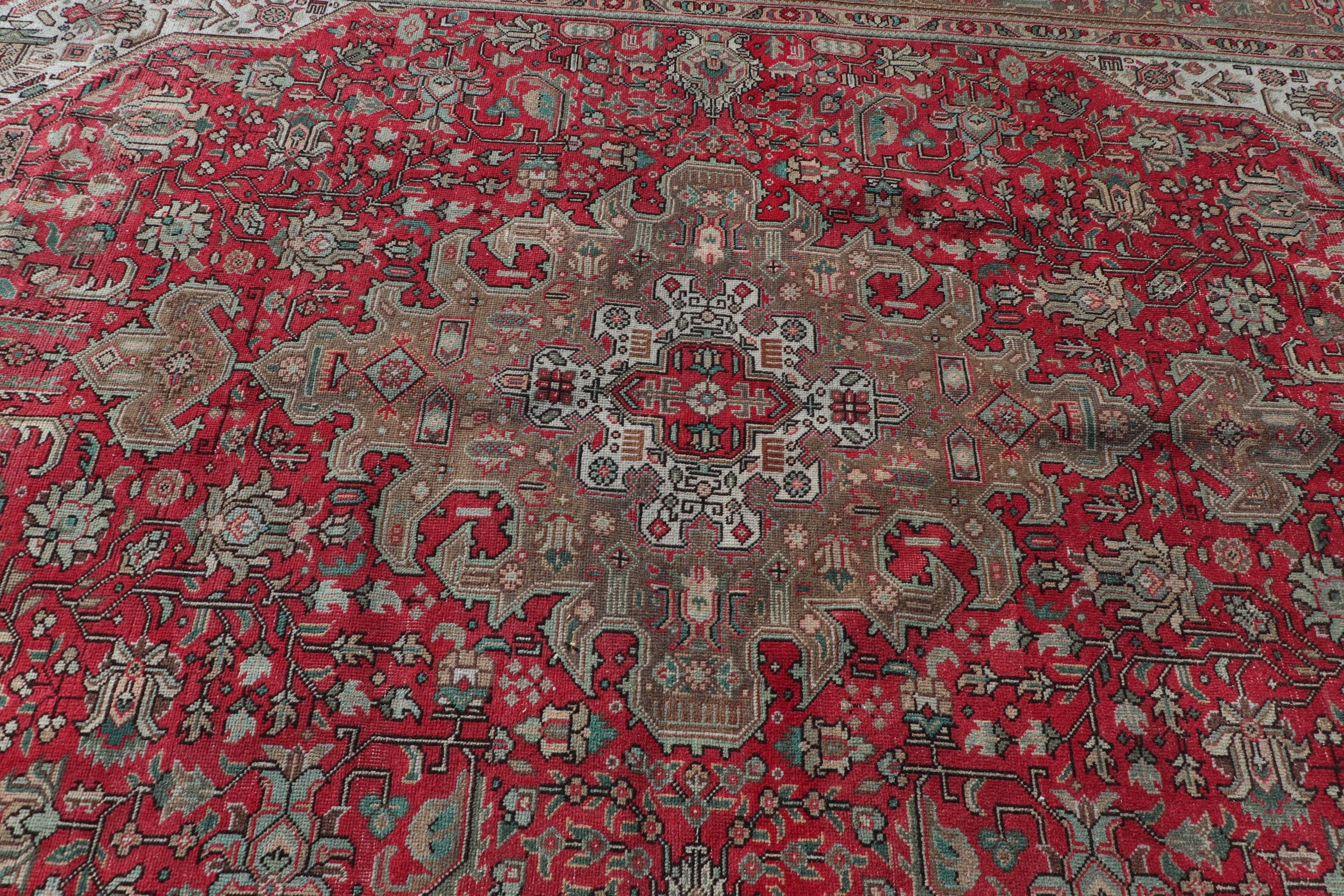 Yemek Odası Halısı, 7.9x10.9 ft Büyük Boy Halı, Oushak Halıları, Kırmızı Ev Dekorasyonu Halısı, Eklektik Halılar, Vintage Halı, Yer Halısı, Salon Halısı, Türk Halısı